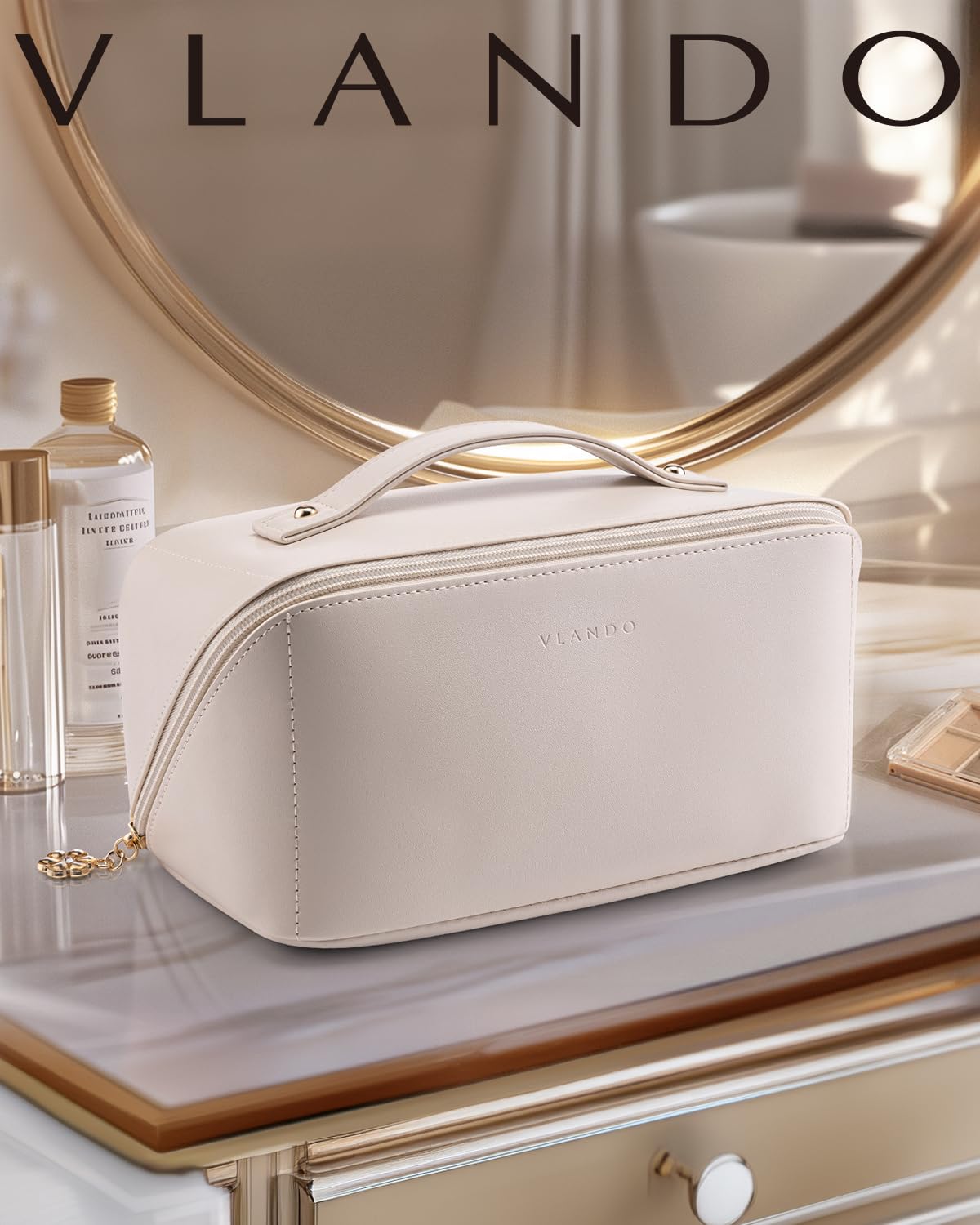 Vlando Travel Makeup Bag - Women's Toiletry Organizer with Divider | Perfect for Travel & Gifts