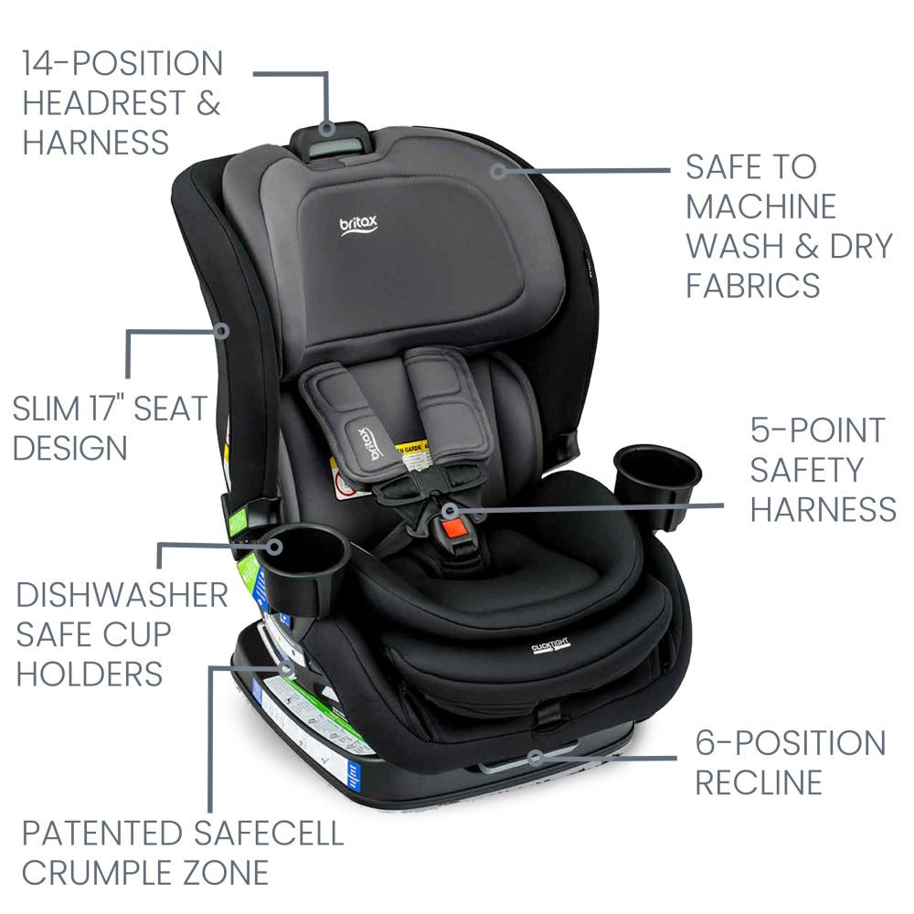 Britax Poplar ClickTight Convertible Car Seat for Toddlers & Kids - Safe & Easy Installation for Rear & Forward Facing - Perfect for Travel & Daily Commute