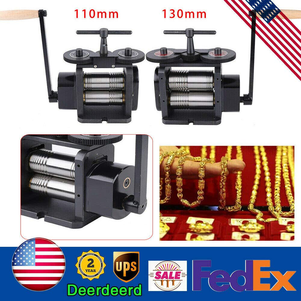 130mm Manual Jewelry Rolling Mill Machine - Combination Presser Roller for Square Wire, Flat & Semicircle Patterns | Metal Sheet Marking DIY Tool for Jewelers & Craftsmen | Perfect for Jewelry Making, Metalworking & Craft Projects