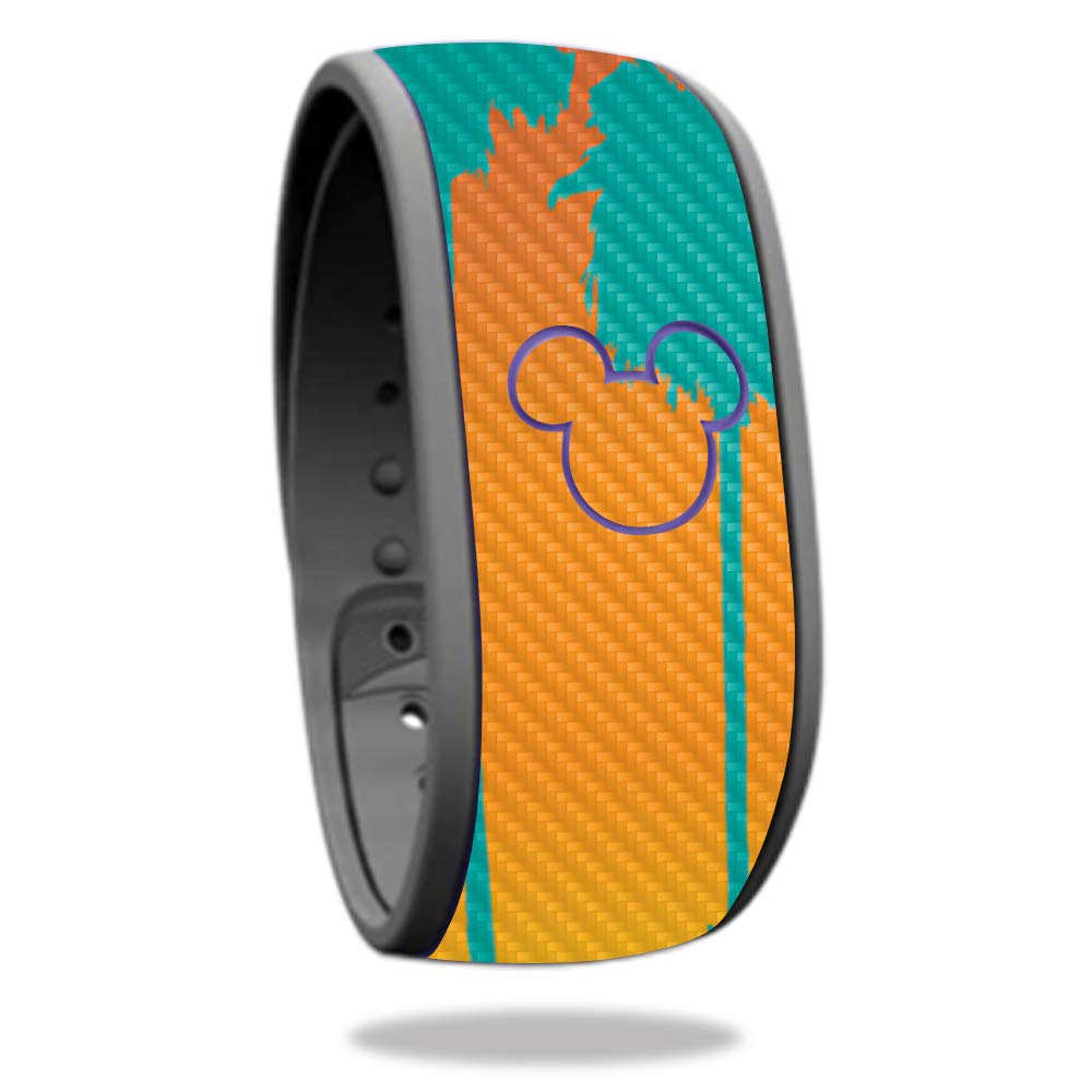 **MightySkins Carbon Fiber Skin for Disney MagicBand - Sherbet Palms | Protective & Durable Textured Finish | Easy to Apply & Remove | Made in USA | Perfect for Theme Parks & Travel**