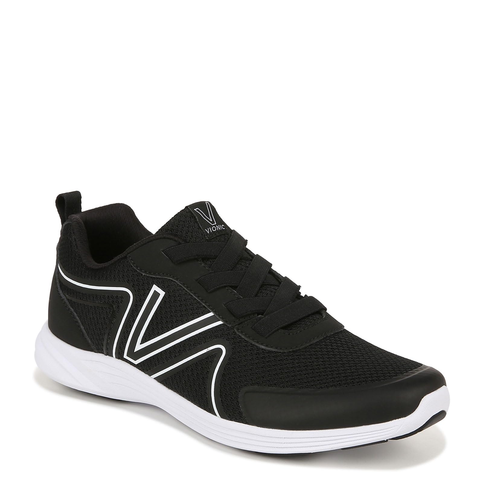 Vionic Shayna Women's Comfort Sneakers - Black & White | Arch Support Walking Shoes for Plantar Fasciitis Relief | Perfect for Work, Travel & Everyday Wear (Size 6 Medium)