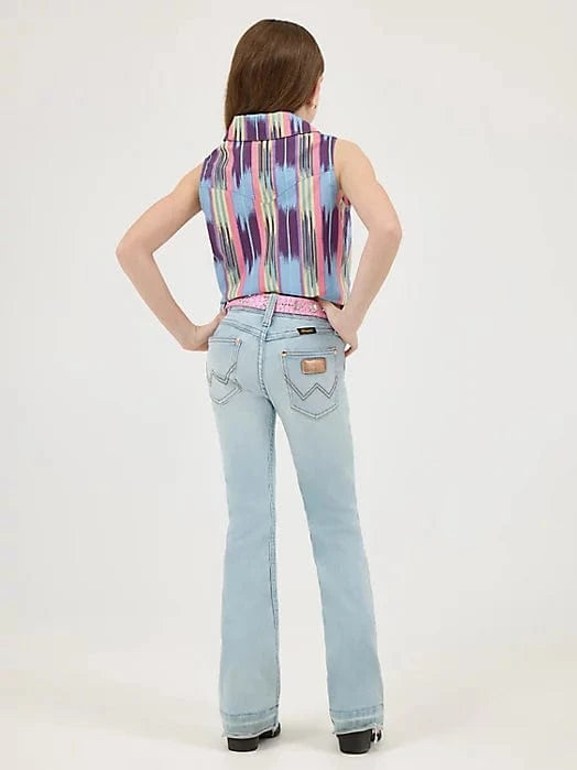 Wrangler X Lainey Wilson Bleached Girls Boot Hugger Jeans - Stylish Denim for Everyday Wear & Country Outfits