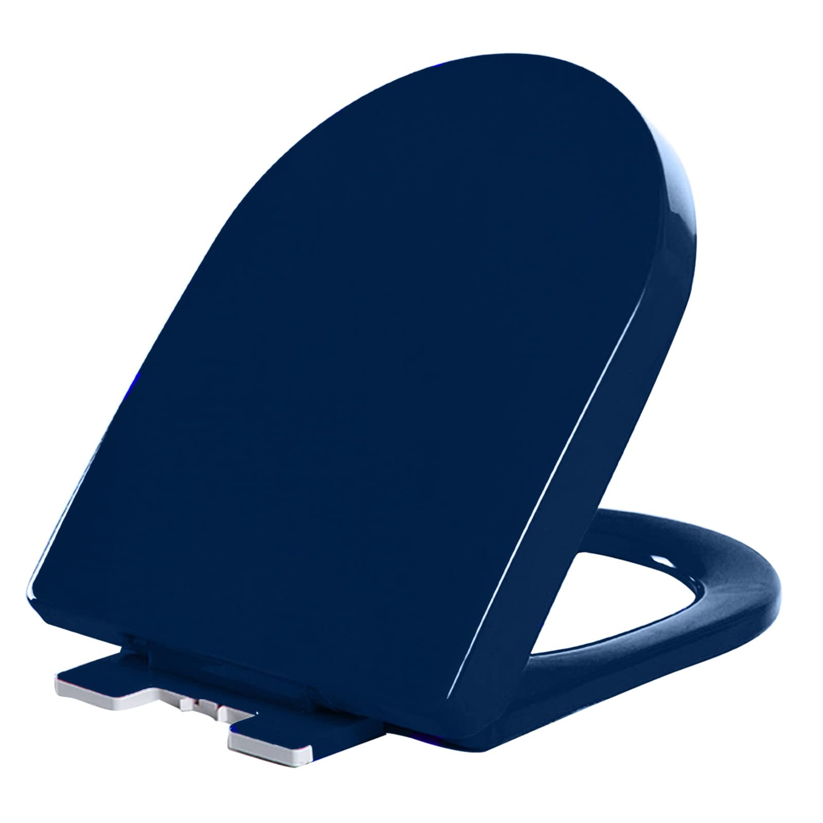 YHMT Universal Soft Close Quick Release Toilet Seat with Adjustable Hinges - Heavy Duty Plastic Bathroom Accessory, Easy to Clean & Install (Navy Blue) - Perfect for Home, Hotel & Commercial Use