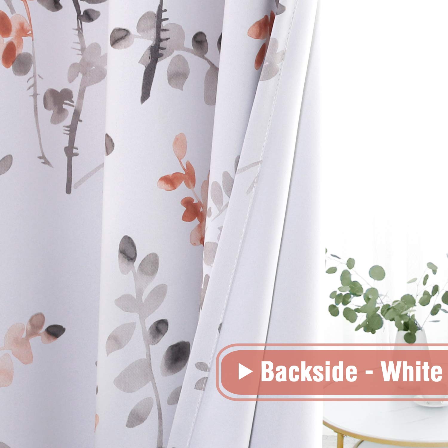 H.VERSAILTEX 84 Inch Floral Print Blackout Curtains - 2 Panels, Rod Pocket Window Treatments for Bedroom in Classic Grey & Coral Floral Pattern | Perfect for Home Decor, Living Room & Nursery Light Control