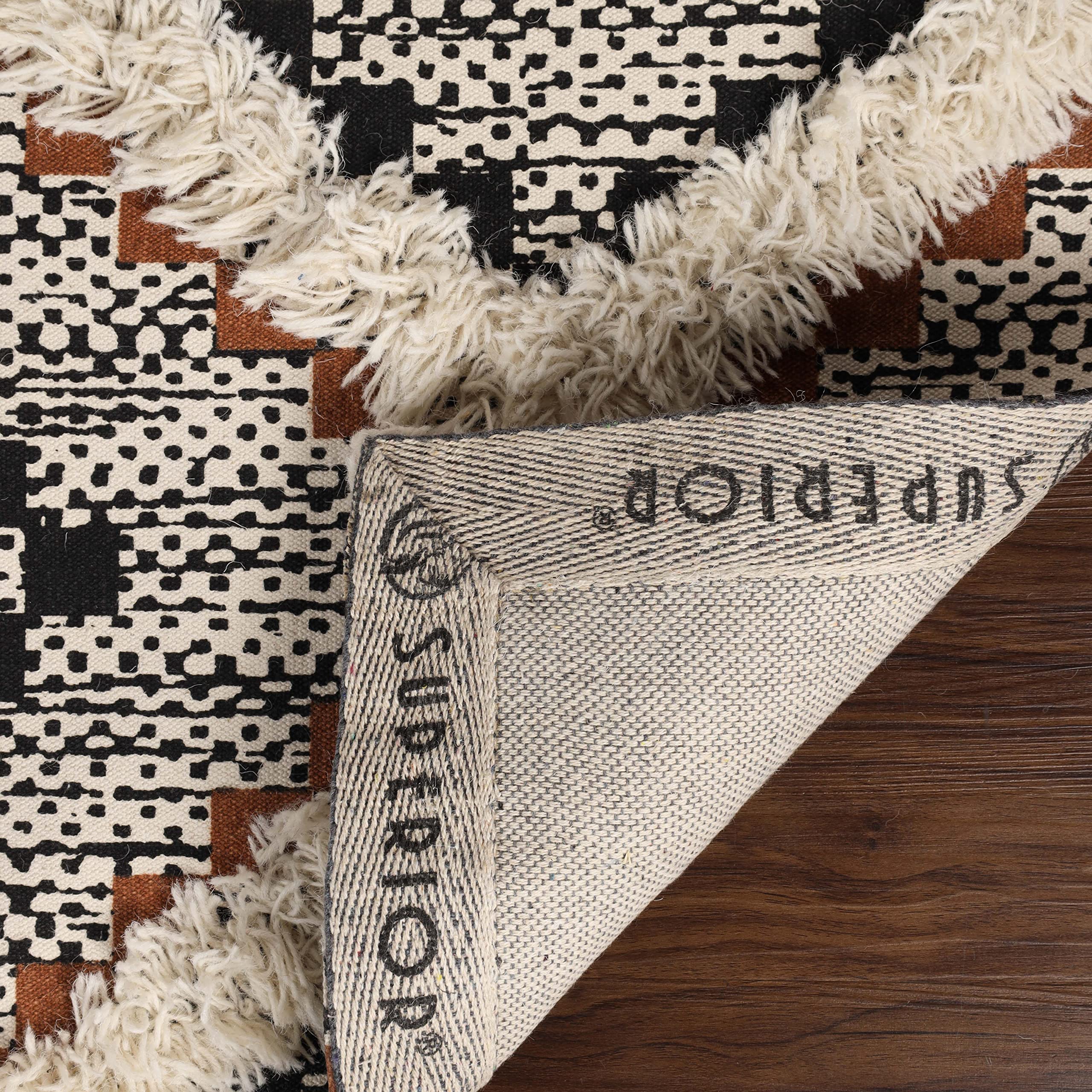 Premium Talluah Hand-Tufted Area Rug - 3' x 5' Rust-Black Indoor Printed Rug for Bedroom & Living Room Decor - Soft Floor Mat for Home Aesthetics, Cozy Space & Modern Interior Design