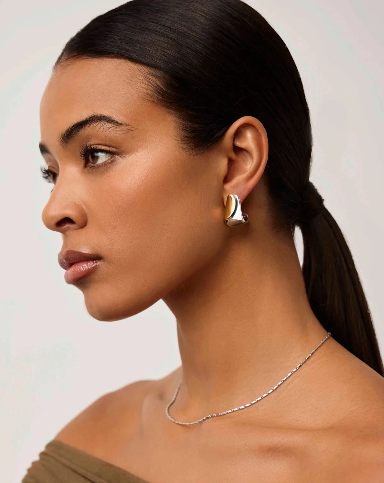 Sculptural Molten Medium Hoop Earrings | Mixed Metal Jewelry for Women | Trendy Statement Earrings for Casual & Evening Wear