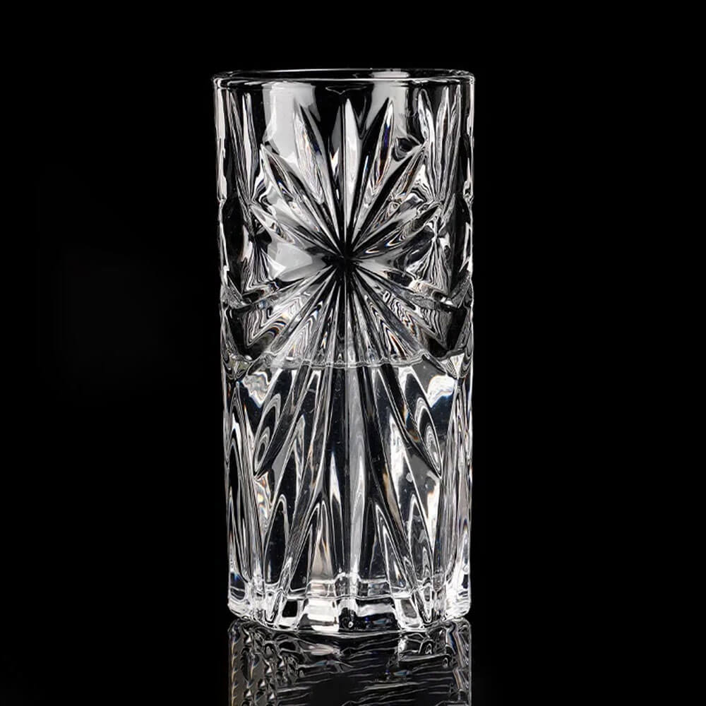Premium Selena Highball Glasses Set of 4 - 16oz Crystal Clear Bar Glasses for Cocktails, Iced Tea & Cold Drinks - Elegant Drinkware for Home Bar, Parties & Entertaining