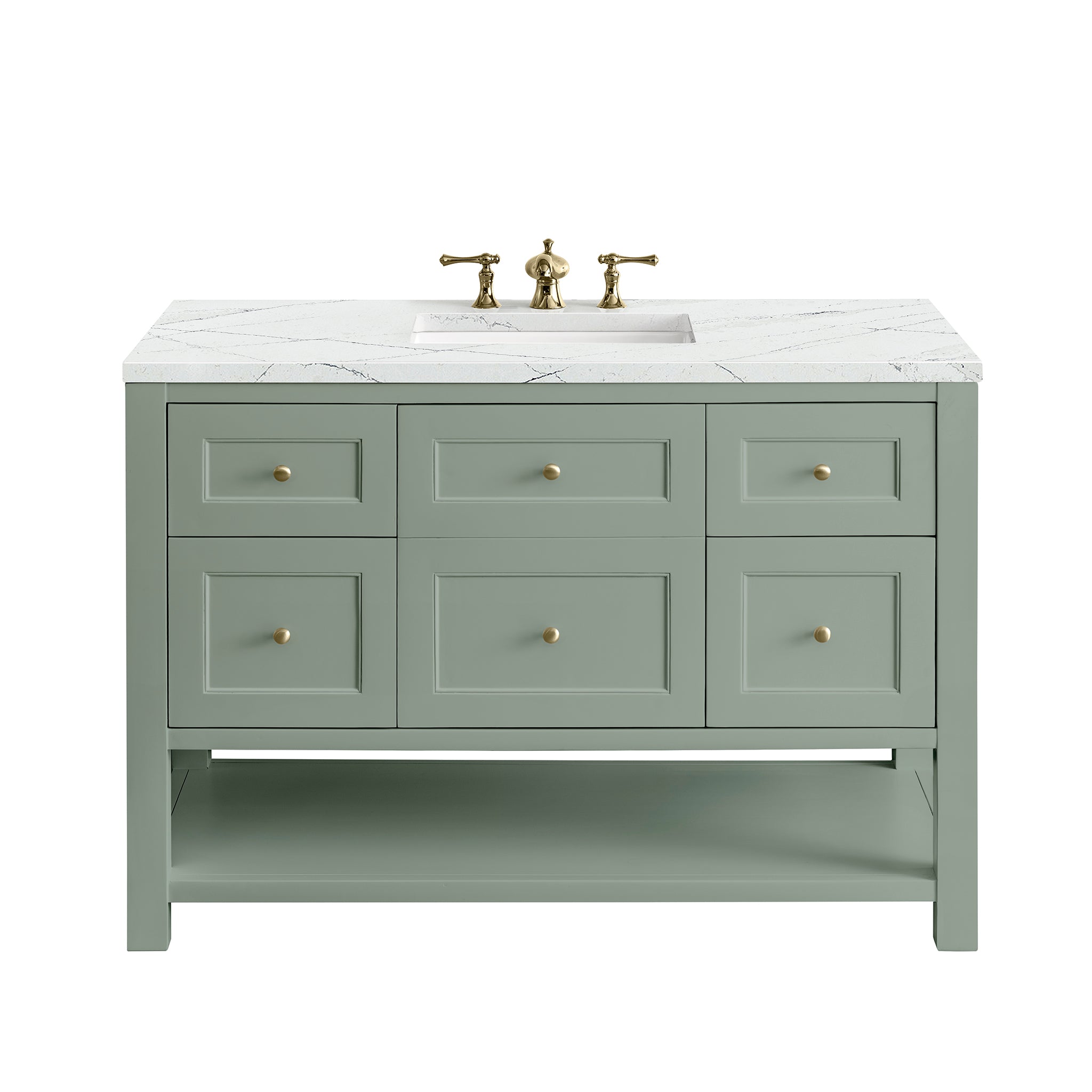 Breckenridge 48 Inch Single Bathroom Vanity with Smokey Celadon Finish & 3CM Ethereal Noctis Quartz Top - Perfect for Modern Master Bathrooms & Powder Rooms