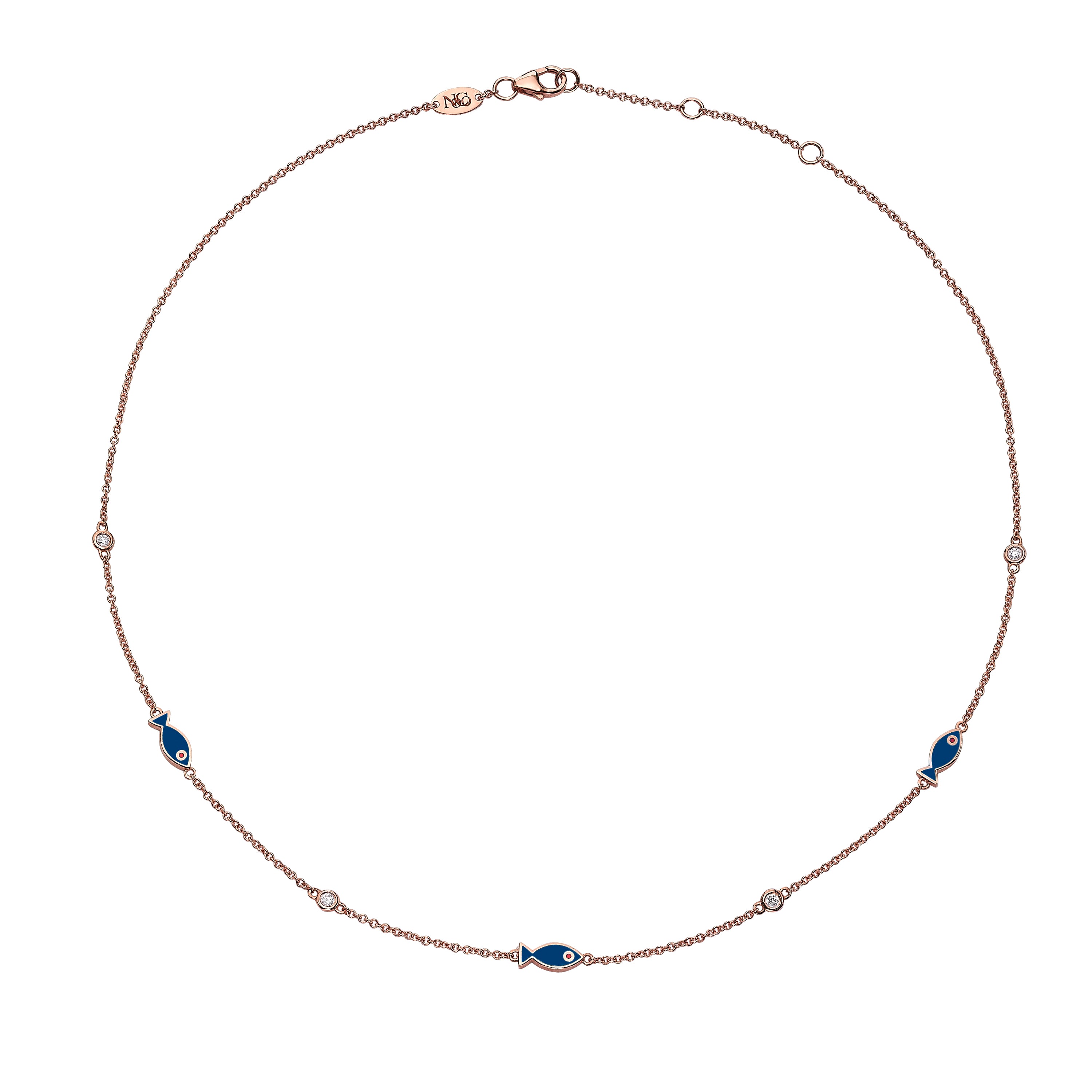 Elegant Dark Blue Fish Diamonds Necklace for Women - Perfect for Evening Parties, Weddings & Special Occasions