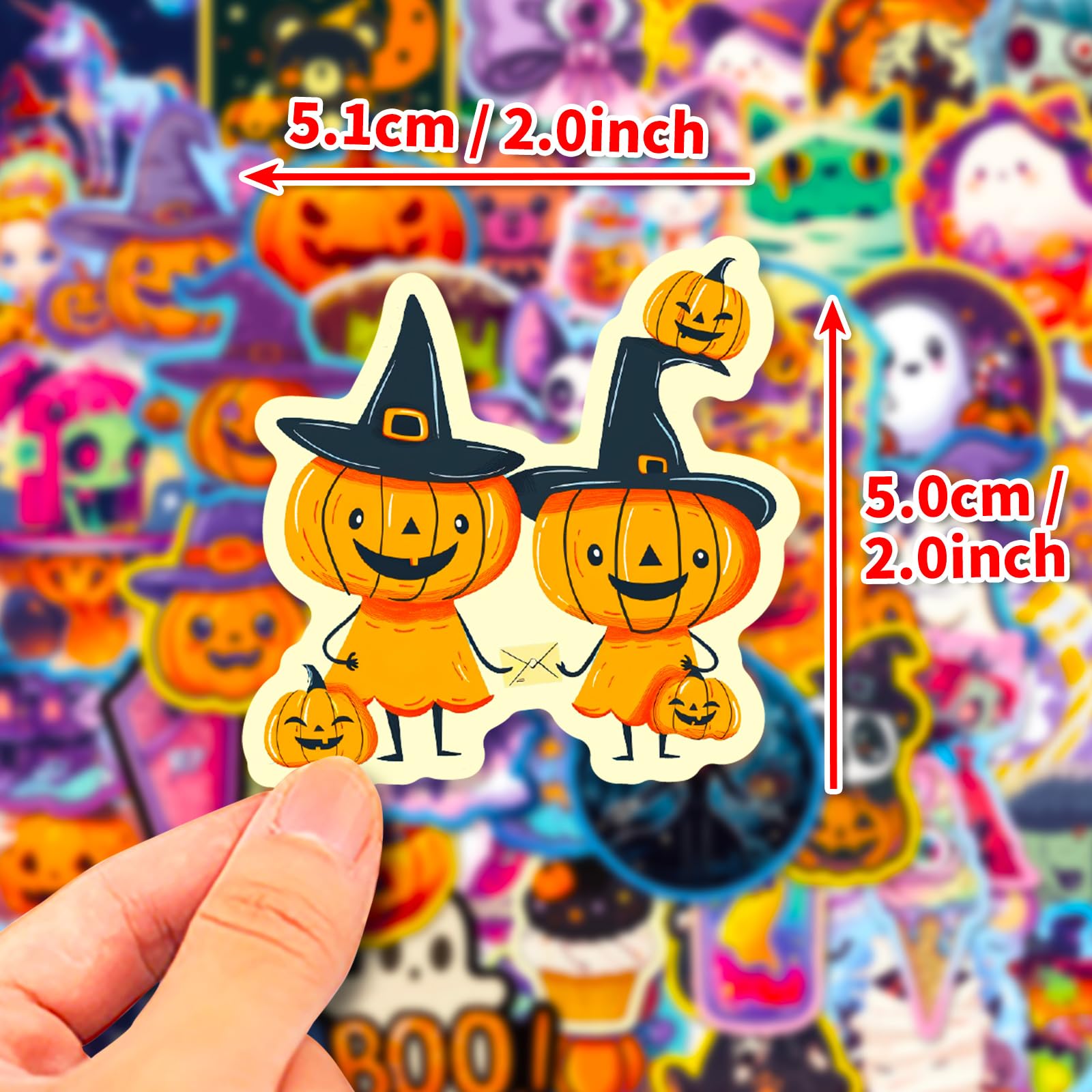 100 PCS Halloween Stickers Bulk - Waterproof Vinyl Party Favors for Kids, Classroom, Goodie Bags - Non-Repeating Halloween Crafts & Decorations (Perfect for Trick-or-Treat, School Parties, Pumpkin Decorating)