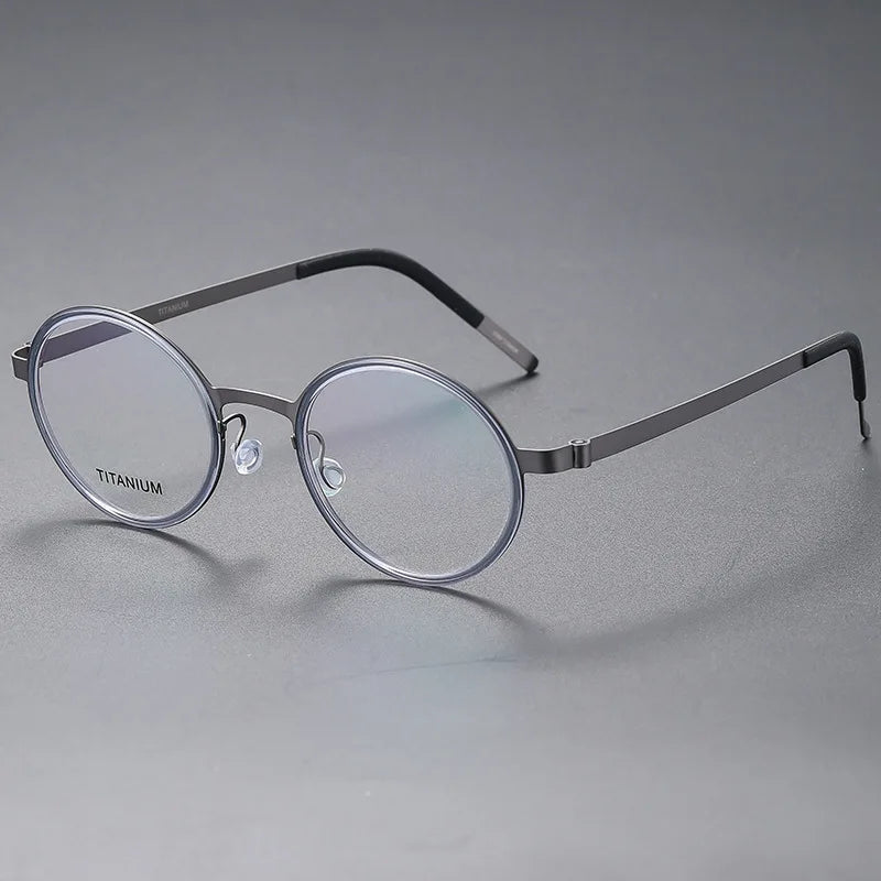 Black Titanium Full Rim Round Screwless Eyeglasses for Women - Lightweight & Durable Frame - Perfect for Reading, Work, and Everyday Fashion