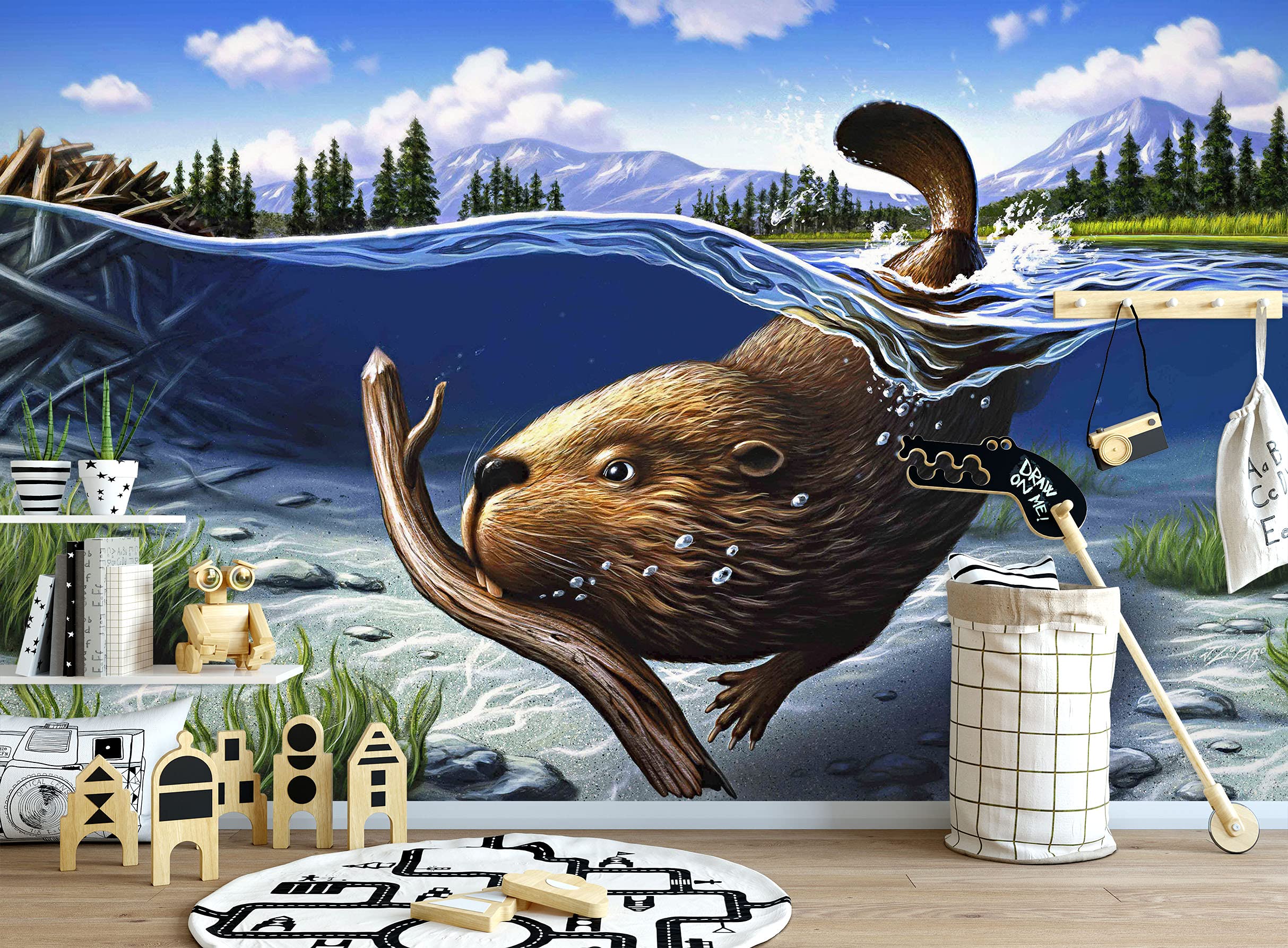 3D Otter Wall Decal - Self-Adhesive Removable Vinyl Wallpaper Mural (205