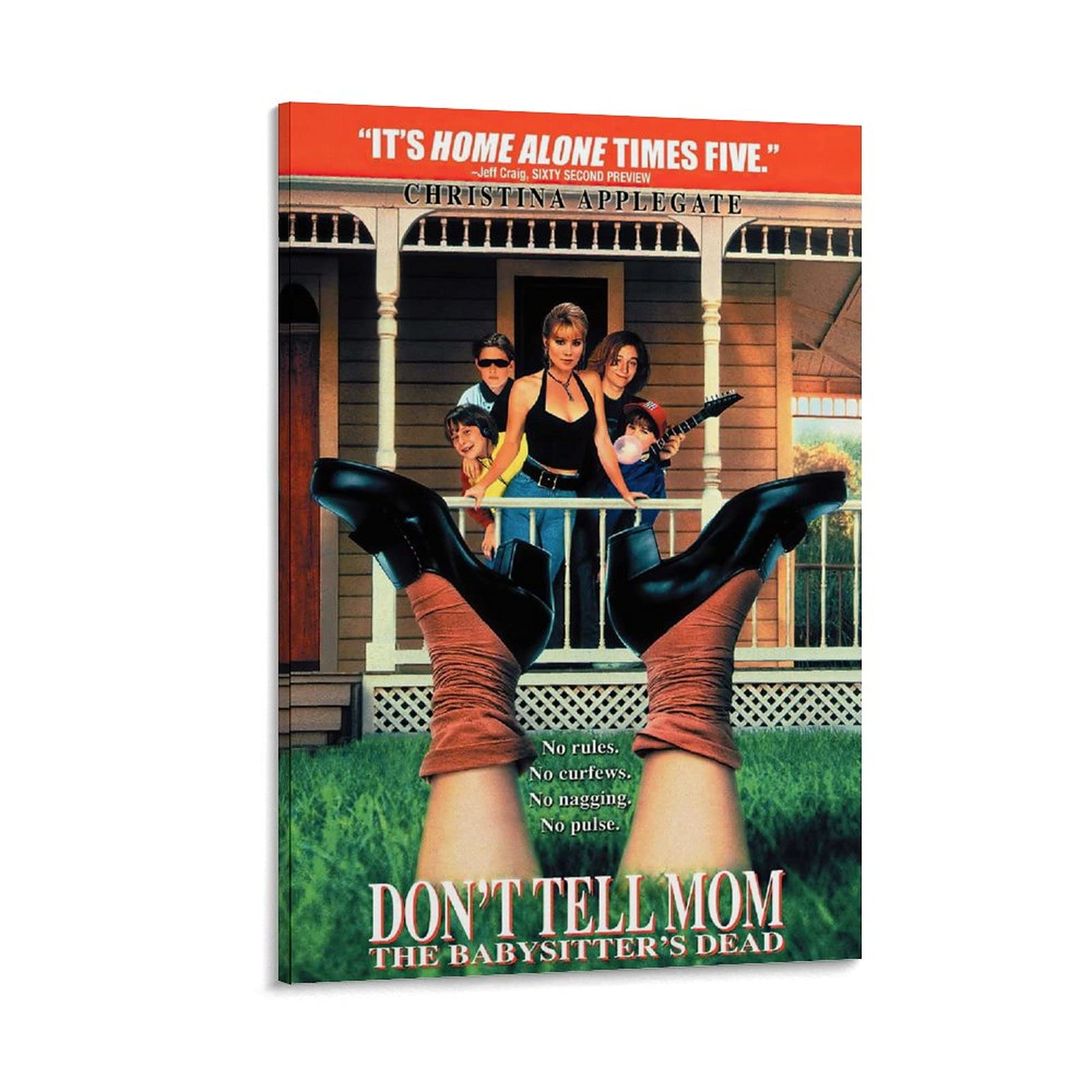 JKLMN Horror Movie Poster - Don't Tell Mom The Babysitter's Dead Wall Art - 08x12inch(20x30cm) Canvas Painting for Living Room & Bedroom Decor - Perfect for Halloween, Movie Themed Rooms & Gift Giving