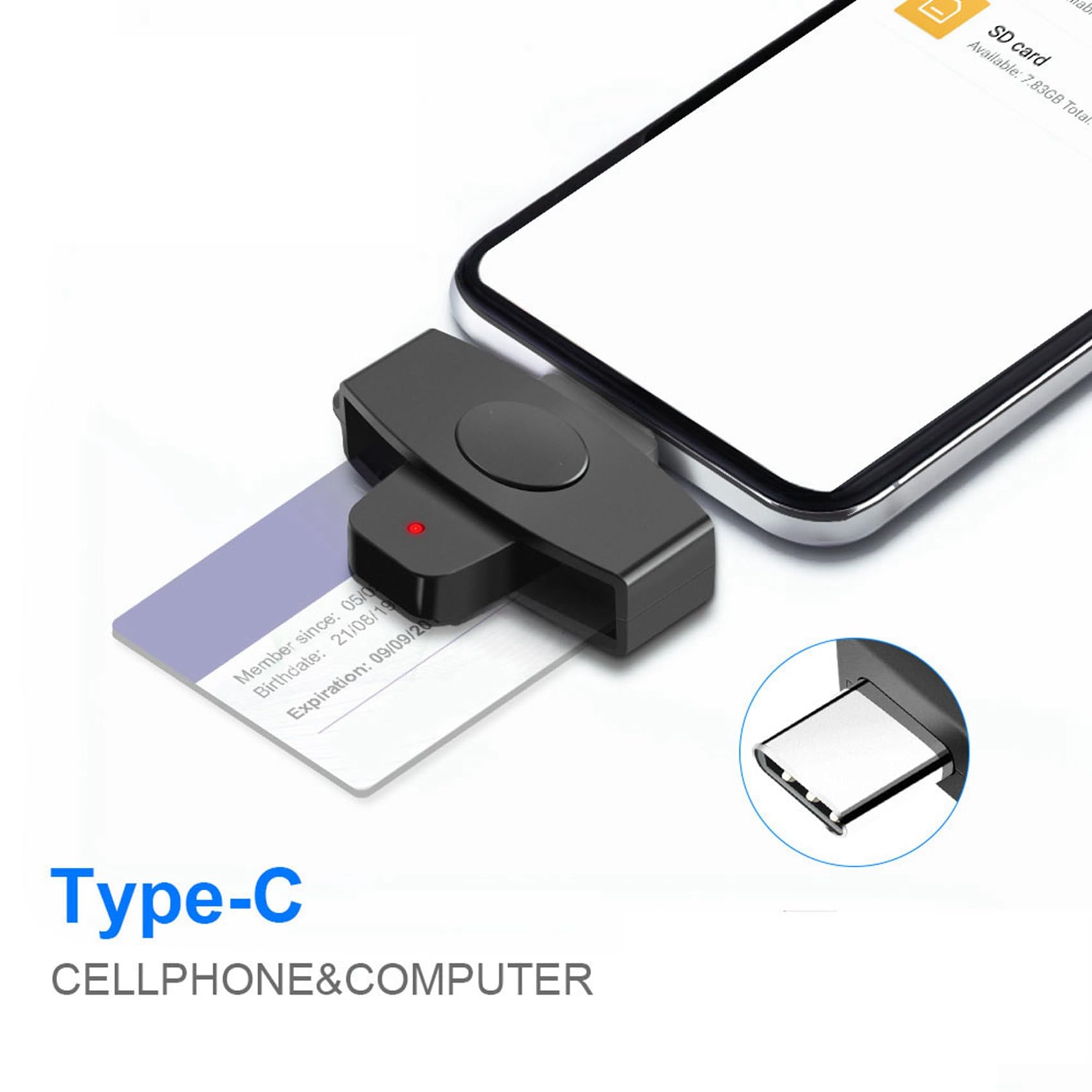 Ronlok 5X CSCR3 Smart Card Reader - USB Type-C for Bank, Tax, SIM, IC & ID Cards - Secure & Fast Card Reading for Online Banking, Tax Filing & Digital Security