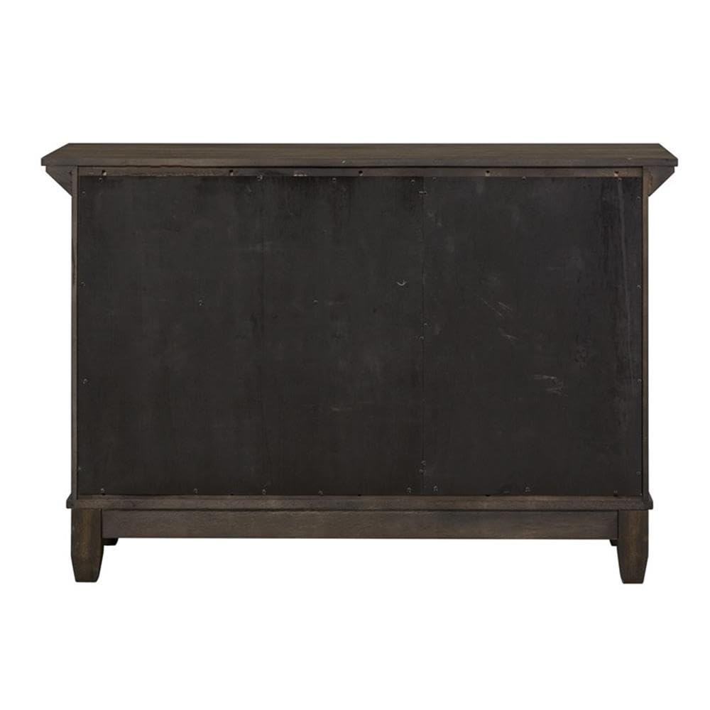Liberty Furniture Double Bridge Dark Brown Sideboard - Elegant Buffet Cabinet for Dining Room, Living Room & Entryway Storage | Solid Wood Construction & Spacious Drawers