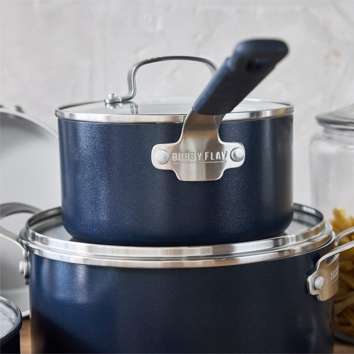 Bobby Flay by GreenPan Professional Ceramic Nonstick 13-Piece Cookware Set - Oxford Blue | Durable & Eco-Friendly Non-Stick Pots & Pans for Home Cooking, Baking & Entertaining