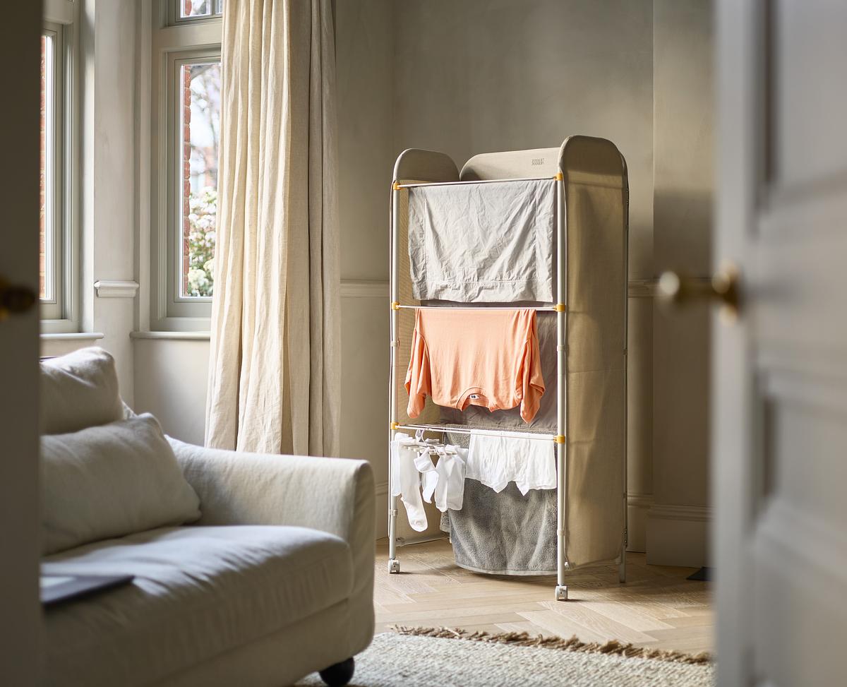 Eclipse™ 3-Tier Foldable Clothes Drying Rack with Mesh Screen - Space Saving Laundry Organizer for Small Apartments & Dorm Rooms