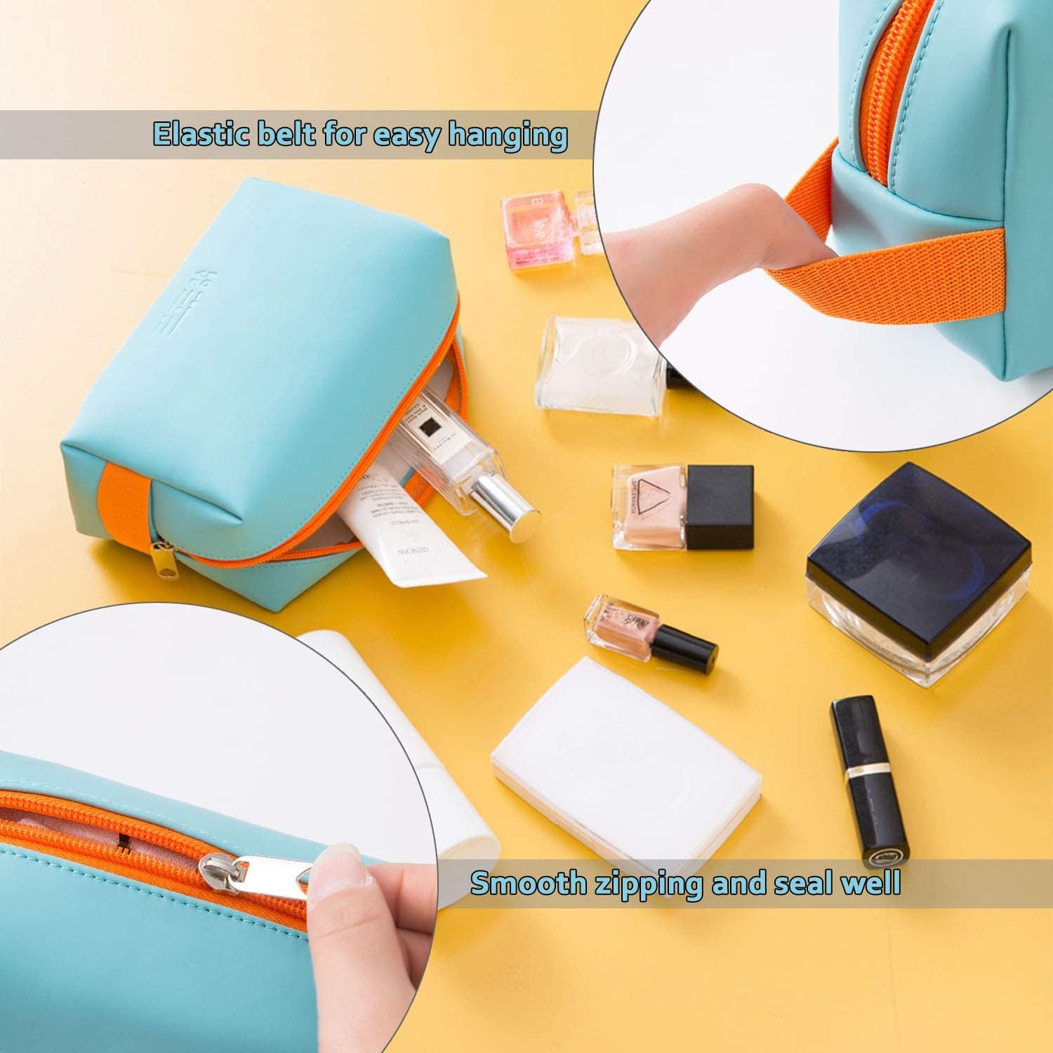 Prostuff.in Compact Travel Makeup Bag for Women - Waterproof PU Leather Cosmetic Organizer with Zipper, Portable Toiletry Pouch for Storage & Organization | Perfect for Daily Use, Travel, Gym & On-the-Go Beauty Essentials