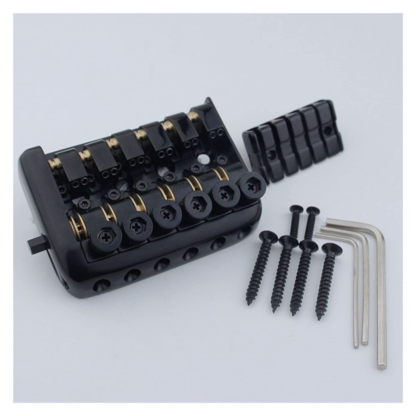 MBBHD 6 String Headless Guitar Bridge Tailpiece & Saddle Replacement Parts - Black | Perfect for DIY Guitar Repair, Upgrades & Electric/Bass Guitar Maintenance