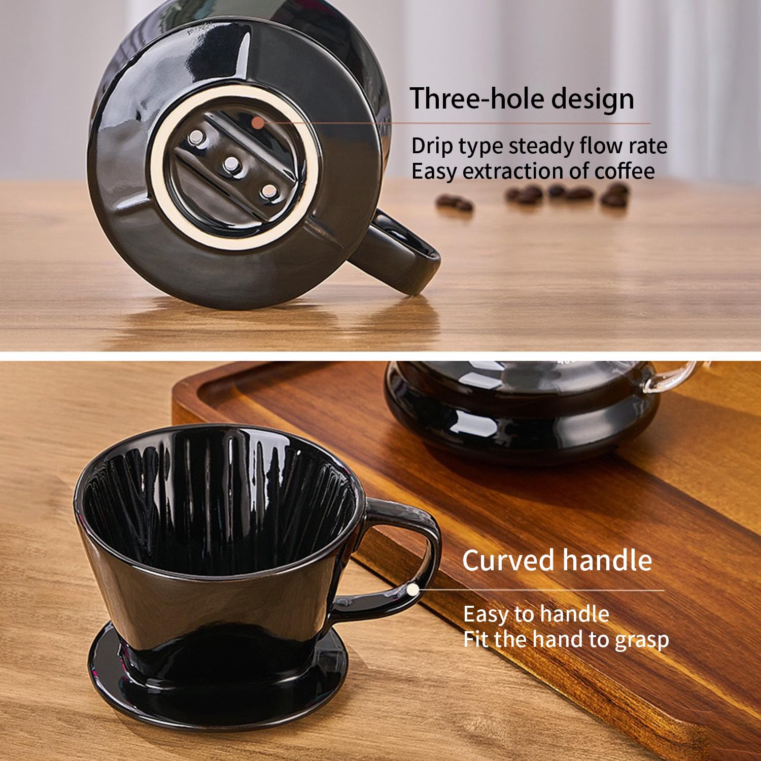 Premium Porcelain Pour Over Coffee Maker - Manual Non-Electric Slow Brew Dripper for Single Cup (2-4 Cups) - Perfect for Home, Office & Camping Coffee Lovers - White Medium Size Coffee Gift Set
