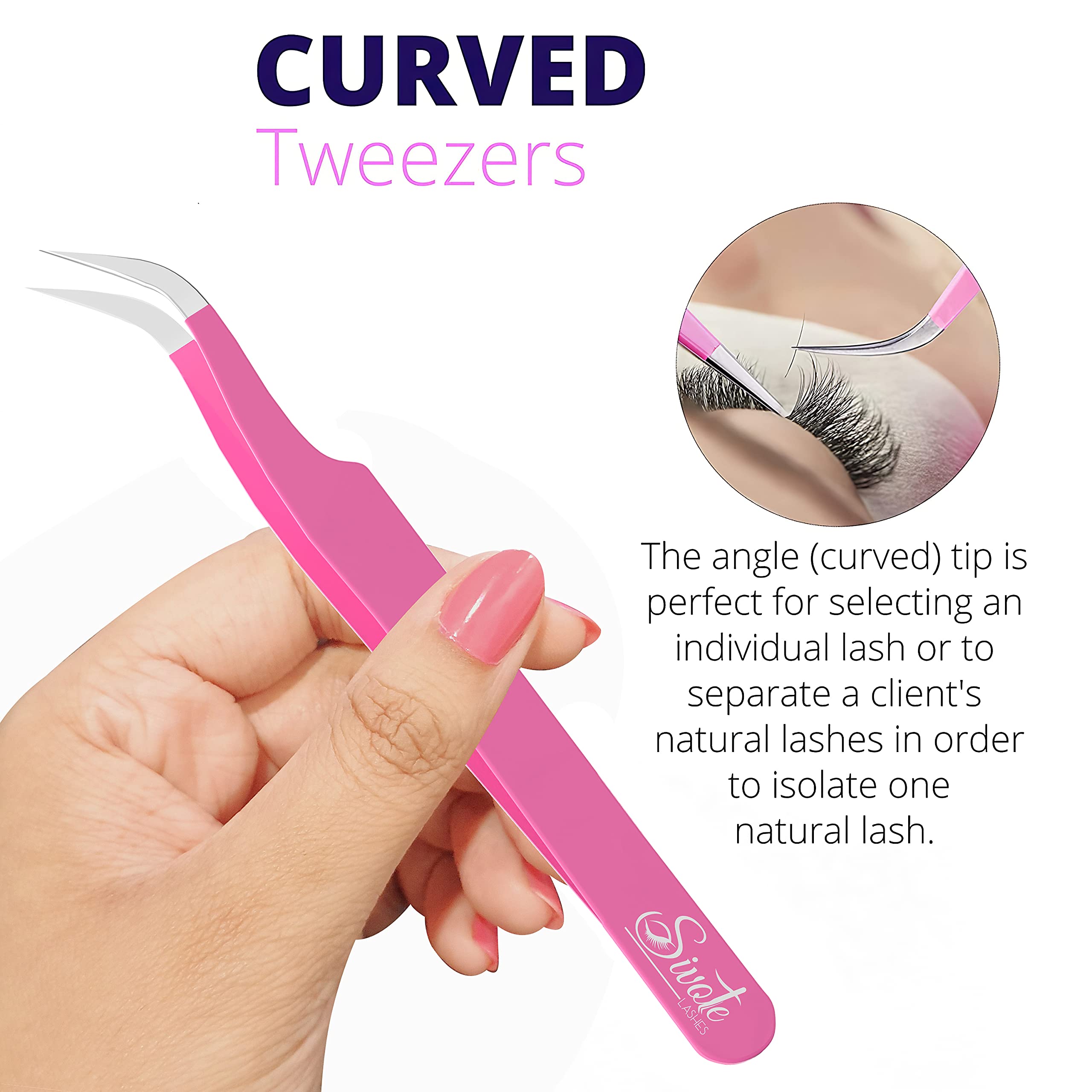 SIVOTE Eyelash Extension Tweezers Set - 3 Pack Pink for Volume, Isolation & Classic Lashes | Professional Lash Tools for Salon & Home Use