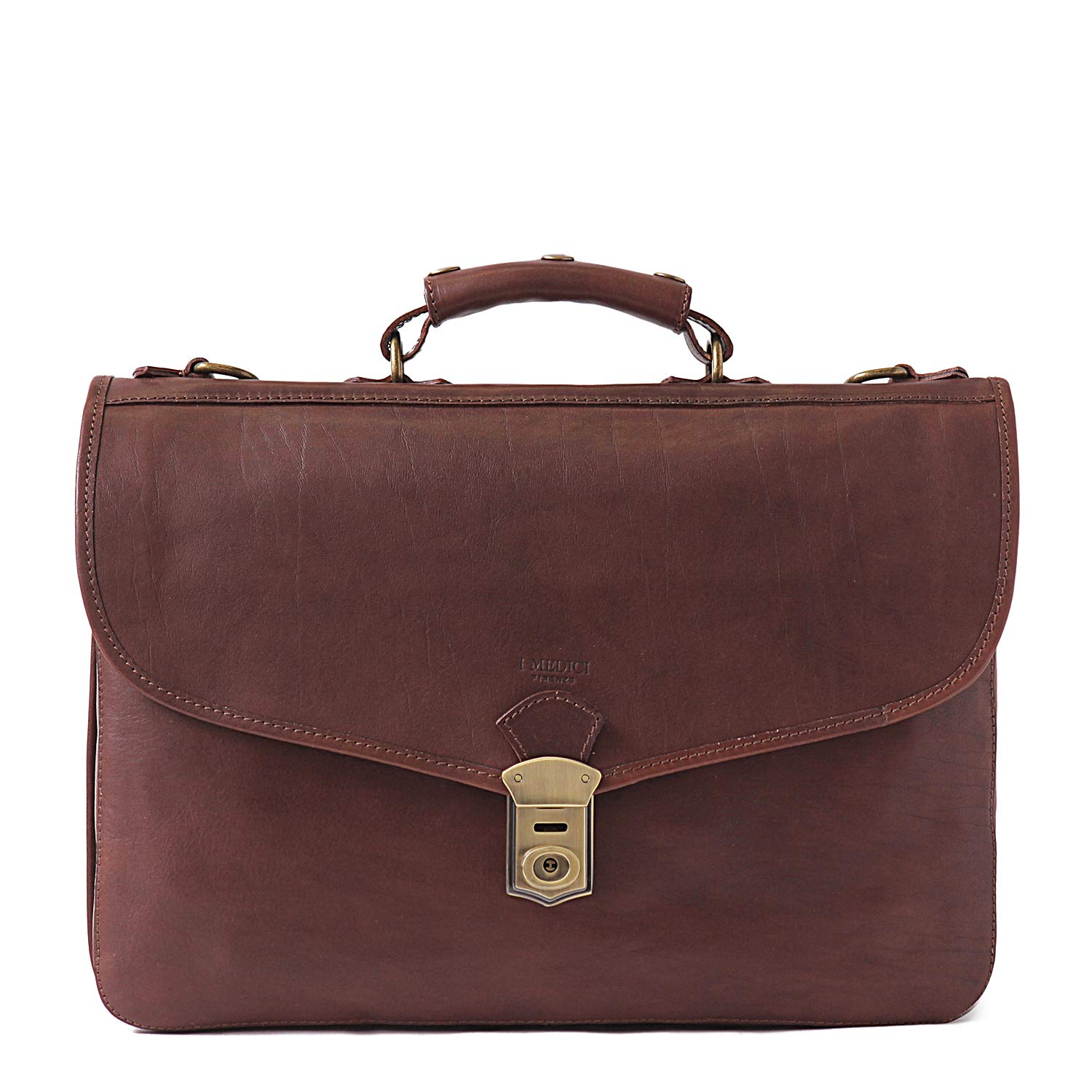 Premium Scafaftti Triple Gusset Leather Briefcase for Men - Chocolate Brown Business Bag - Perfect for Office, Travel & Professional Meetings