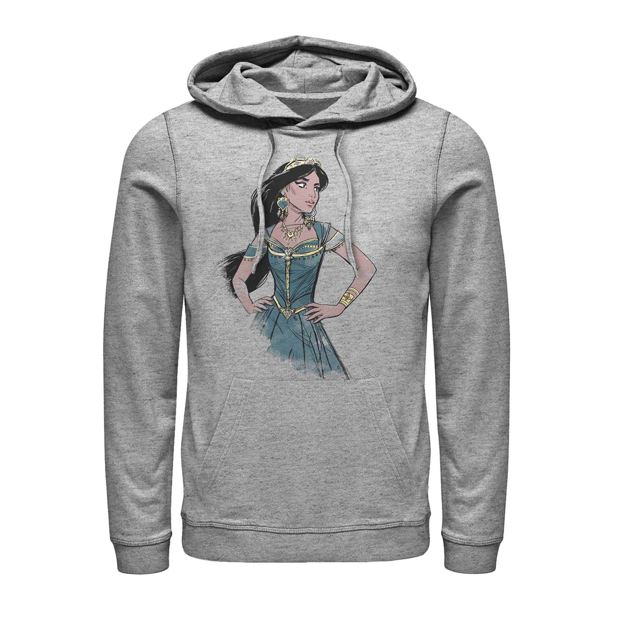 Men's Aladdin Jasmine Sketch Profile Pullover Hoodie - Disney Inspired Sweatshirt for Cosplay, Gifts & Casual Wear