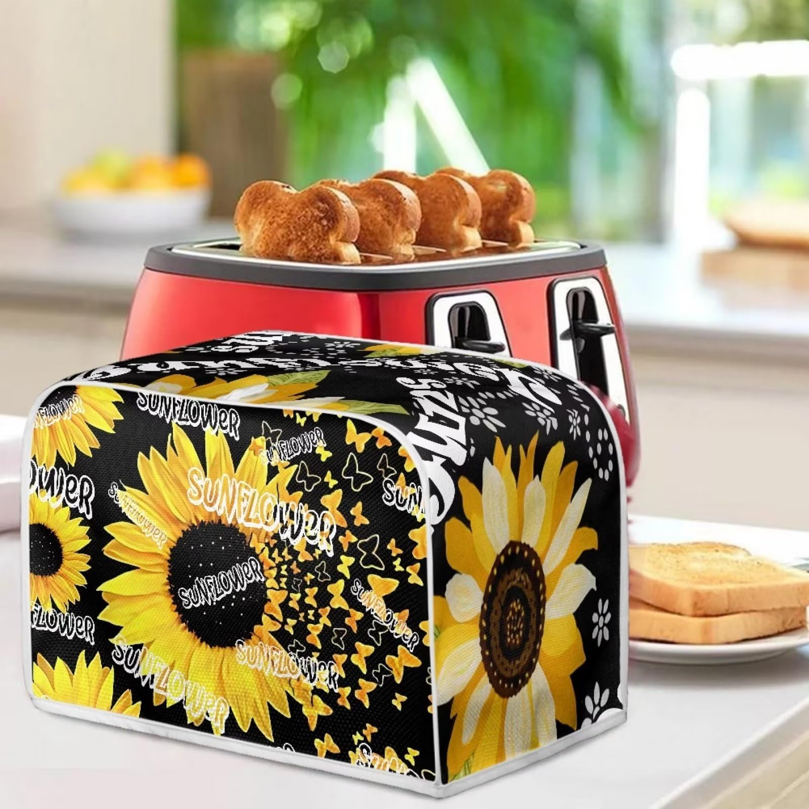 Sunflower Butterfly Print Toaster Cover & Bread Maker Dust Cover - Waterproof & Heat-Resistant Kitchen Appliance Protector for Toaster Oven & Bread Machine - Perfect for Home, Kitchen, Party & Gift Use