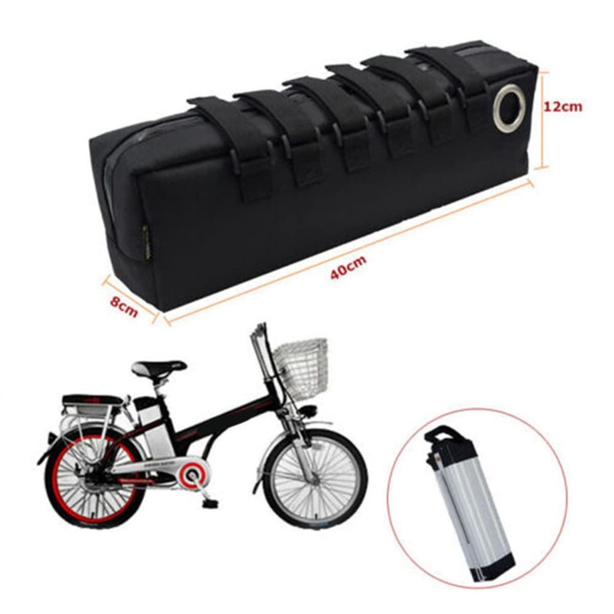 Waterproof Electric Bike Battery Storage Bag - Durable E-Bike Accessory Case for Secure & Dry Riding - Perfect for Commuting, Mountain Biking & Outdoor Adventures (Black)