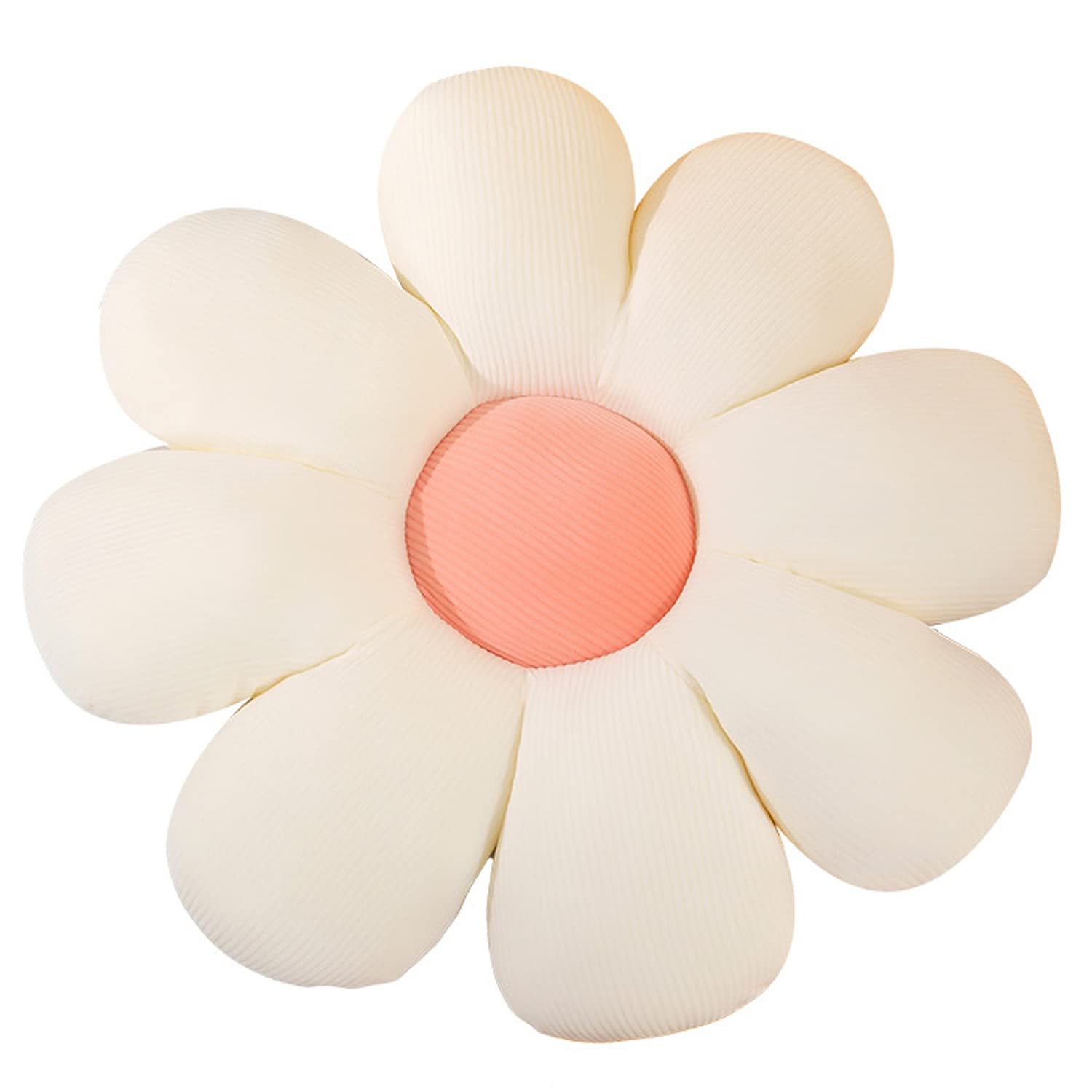 Flower Shaped Throw Pillow - Soft Plush Floor Cushion for Bedroom, Sofa & Reading Nook - 21 Inch White Decorative Pillow for Cozy Home Decor & Relaxation