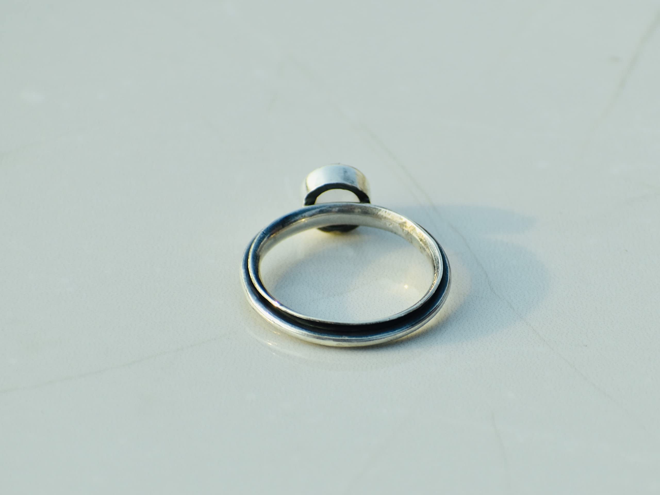 Natural Rose Quartz Spinner Ring - Sterling Silver Anxiety Relief Jewelry for Women | Handmade Gemstone Ring for Stress Relief, Meditation & Everyday Wear