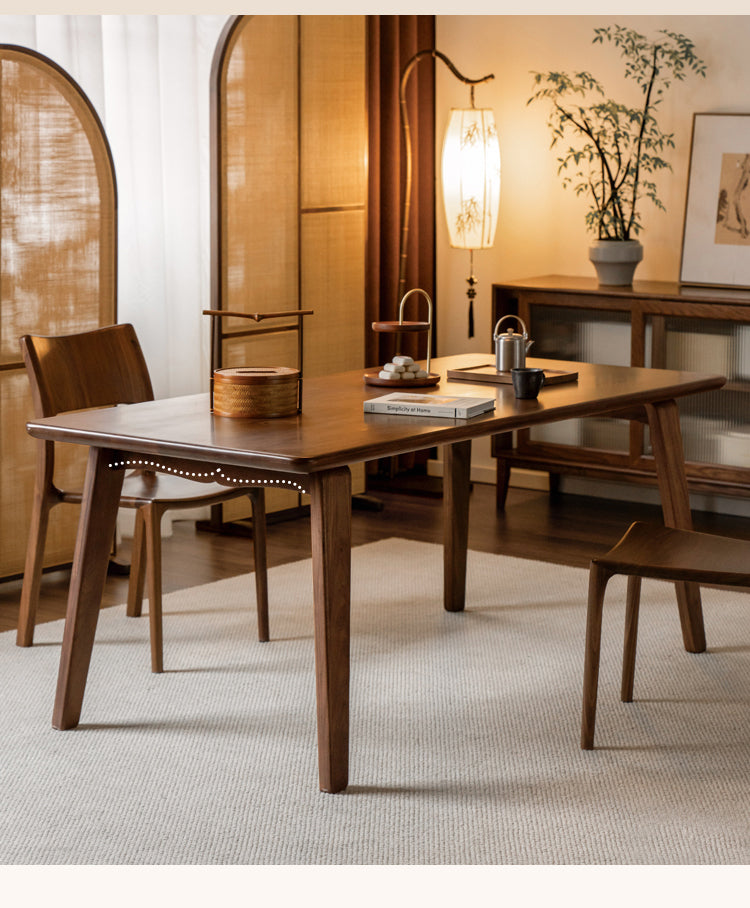 Premium Black Walnut and Ash Wood Large Dining Table - 8 Seater Long Farmhouse Table for Dining Room, Kitchen, and Entertaining