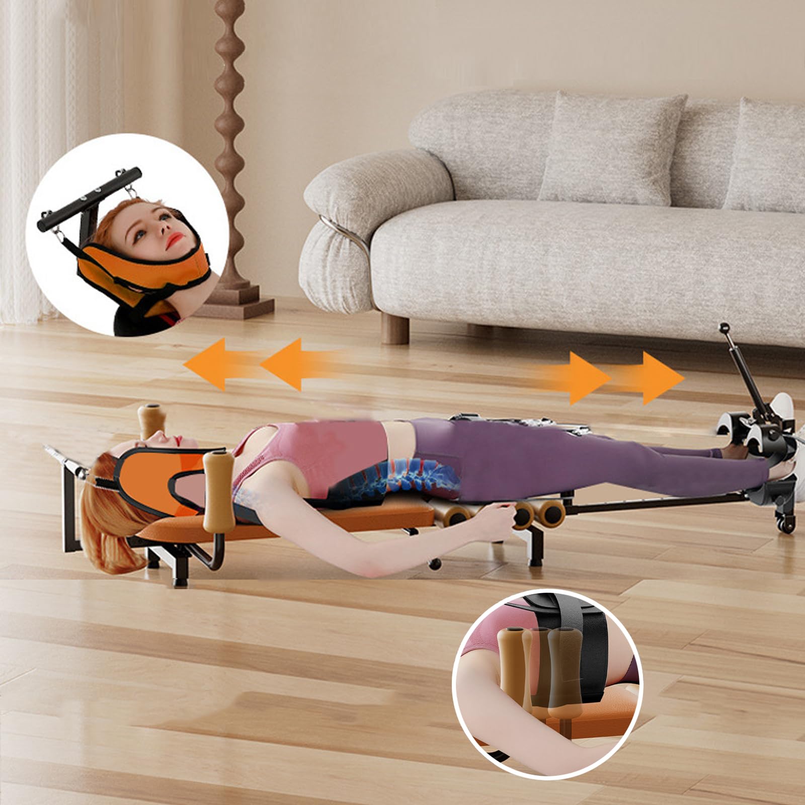 Premium Cervical Lumbar Spine Traction Bed - Adjustable 55-73 Inch Back Stretcher for Pain Relief & Decompression (Supports 287 lbs) - Ideal for Home Therapy, Chiropractic Care, and Posture Correction