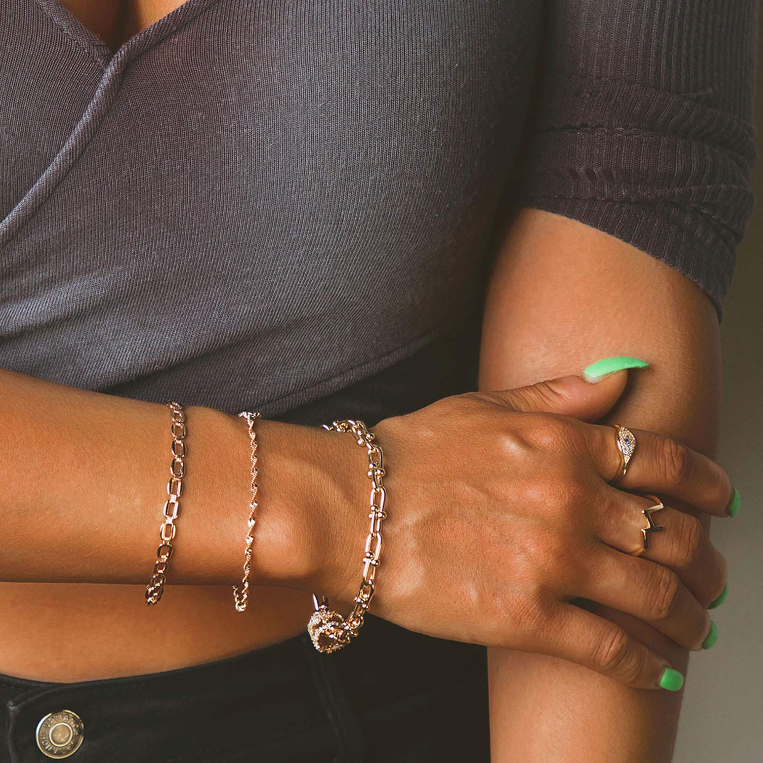 14K Gold Plated Chunky Chain Bracelet for Women - Handmade Embossed Spiral Figaro Link, Diamond Cut Dainty Bracelet | Perfect for Casual Wear, Parties & Gift Giving