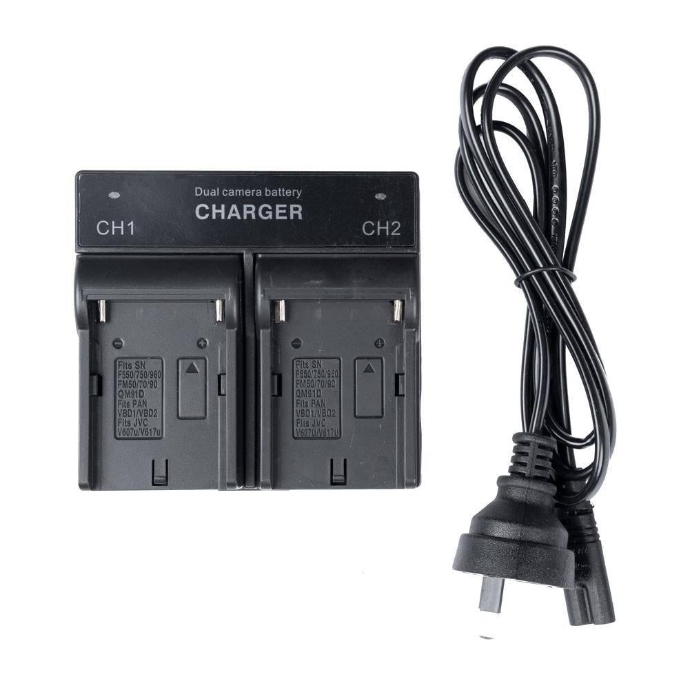 Dual Sony NP-F550 NP-F770 NP-F970 Battery Charger - Fast Charging for Sony Cameras, Camcorders & DSLRs - Perfect for Photography, Videography & Professional Shooting