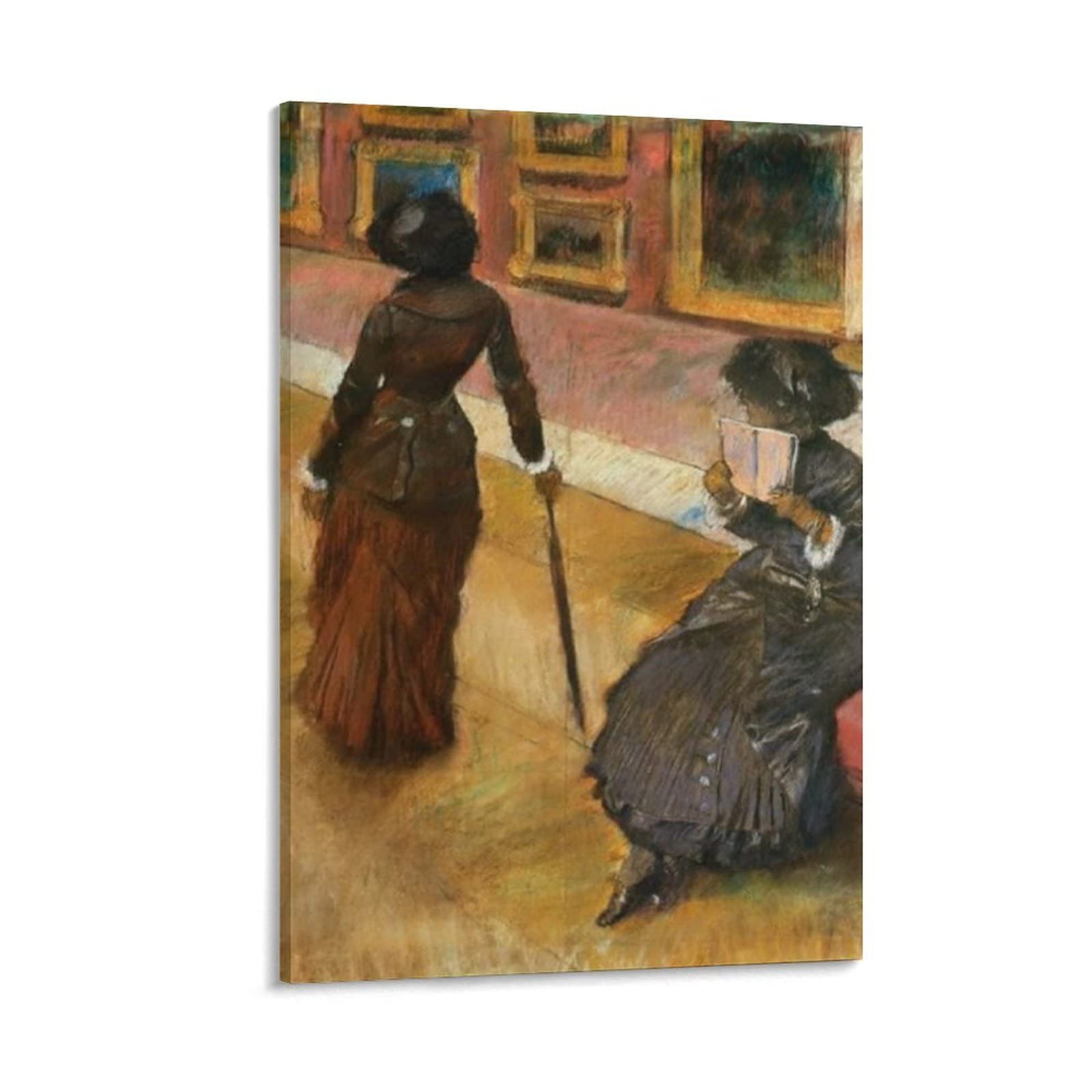 Edgar Degas 'Mary Cassatt at The Louvre' Canvas Wall Art Print - Modern Home Decor, Bedroom Poster, Office Artwork - 12x18inch (30x45cm) - Perfect Gift for Art Lovers & Interior Design