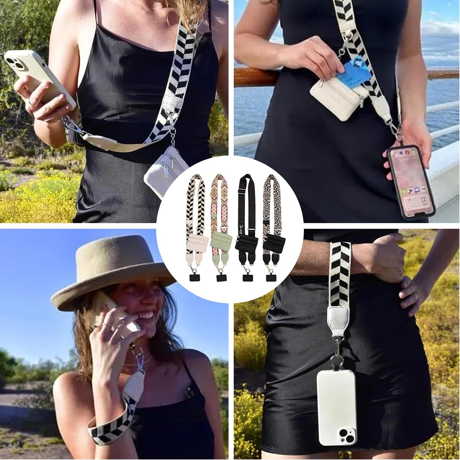 2025 New Adjustable Clip and Go Phone Strap with Zippered Pouch & Crossbody Wallet - Hands-Free Phone Holder for iPhone Samsung - Perfect for Shopping, Travel, and Everyday Use (1P-A)