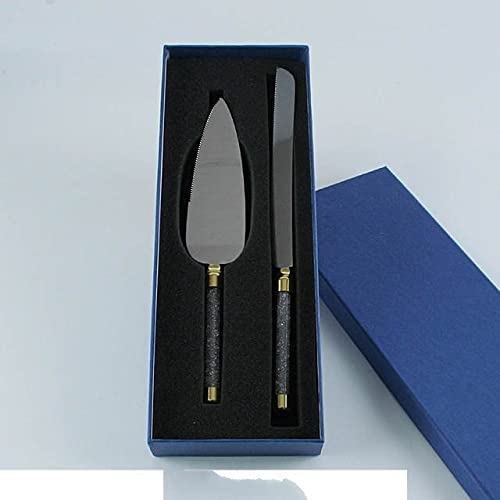 Elegant 2-Piece Wedding Cake Knife and Server Set - Acrylic Crystal Handle, Gold Finish, 11.5 Inch - Perfect for Birthday Parties, Anniversary Celebrations & Dessert Serving (Includes Gift Box)