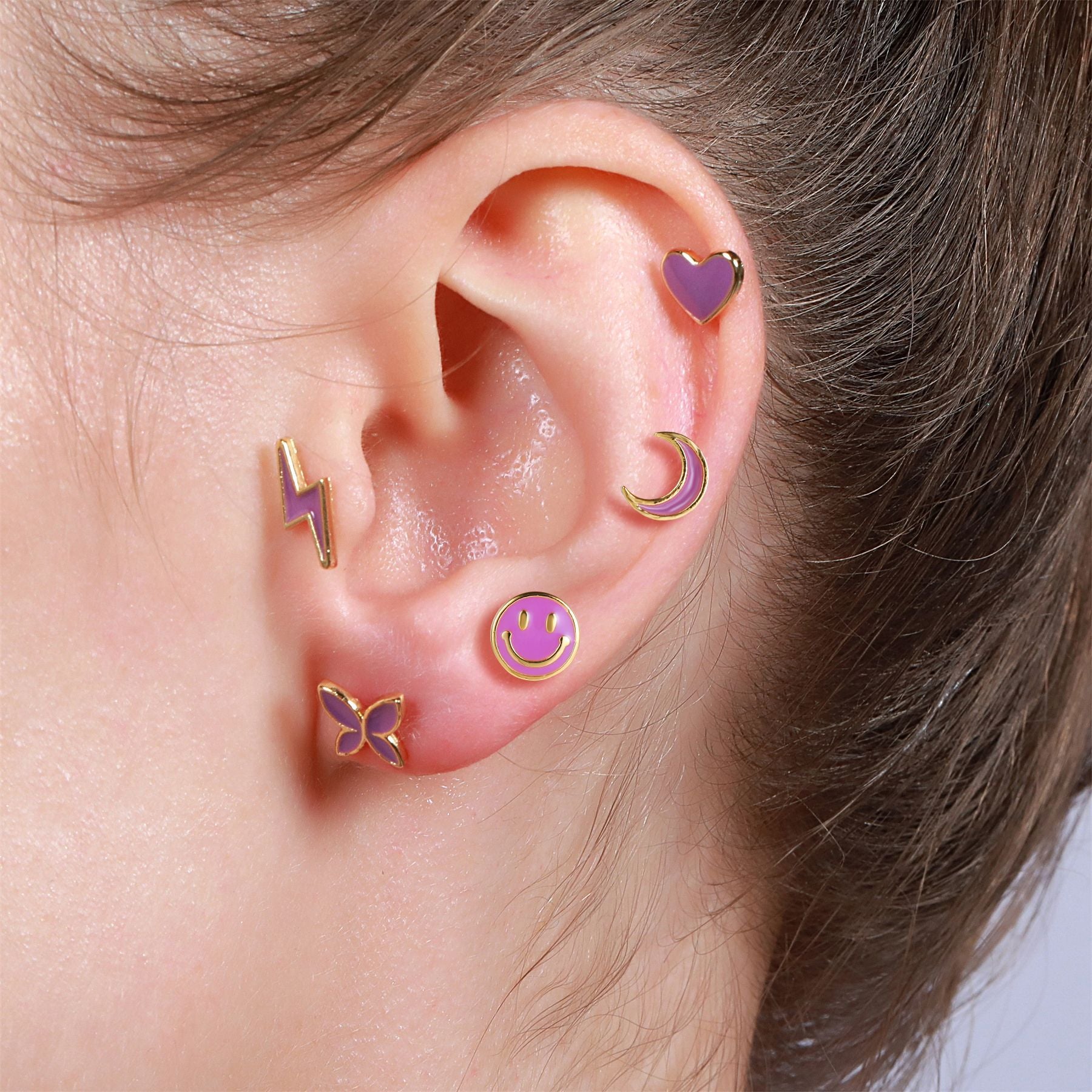 20G Multi Color Tiny Studs, Butterfly Studs, Tragus Studs - Hypoallergenic Earrings for Cartilage, Helix, and Lobe Piercings | Perfect for Daily Wear, Parties, and Gifts | EGD0228