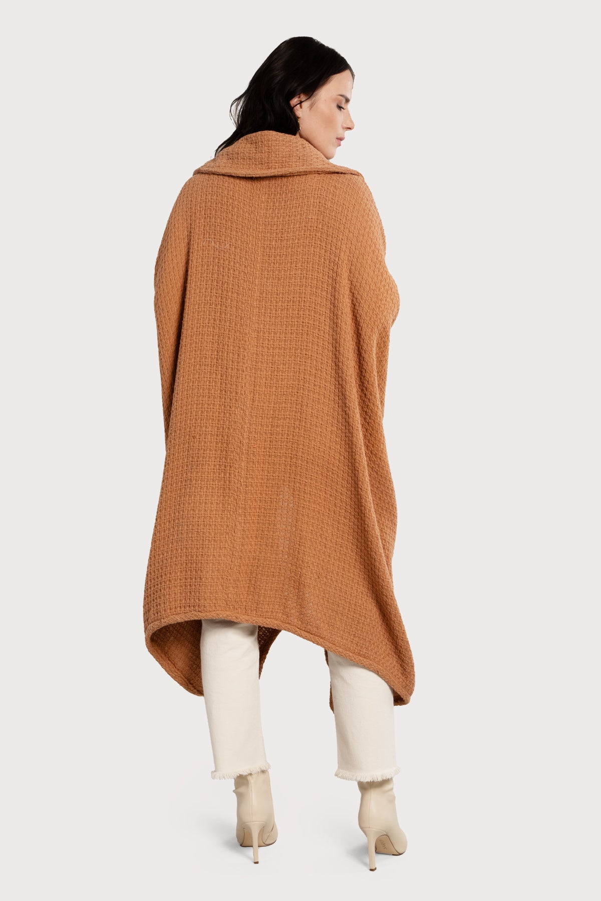 Oversized Waffle Knit Collared Jacket for Women - Cozy Winter Cardigan with Pockets - Perfect for Casual Outfits, Lounge Wear & Coffee Dates