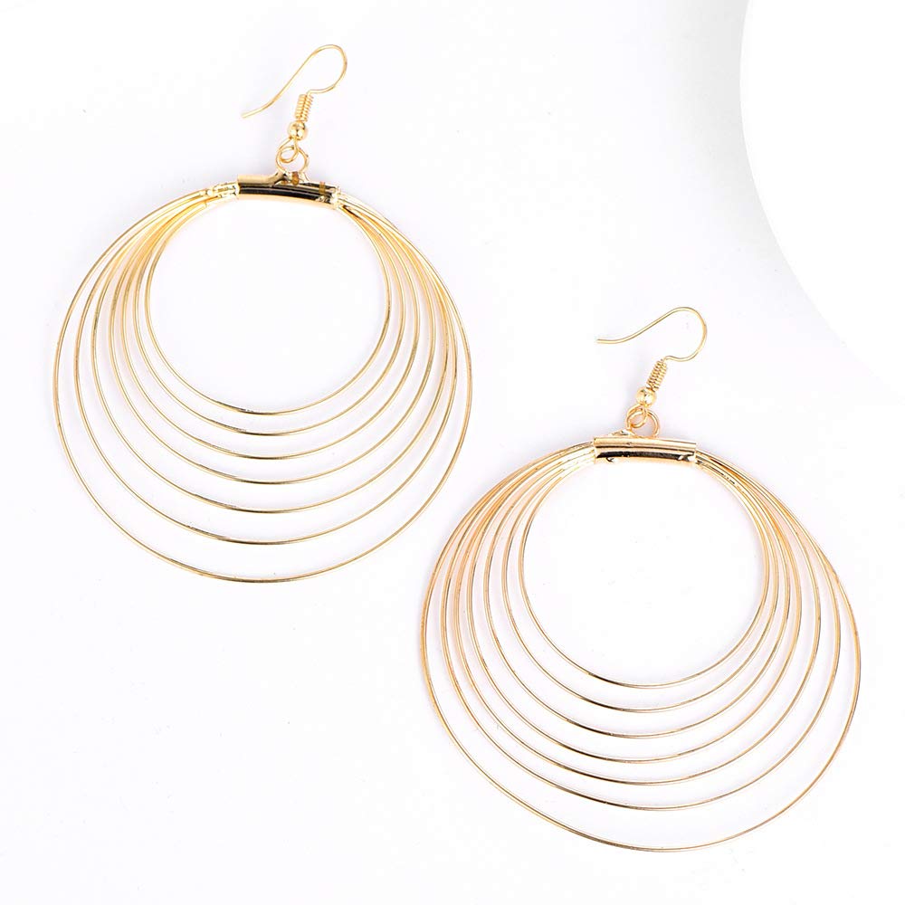 Stylish Multilayer Round Hoop Drop Earrings - Large Boho Dangle Earrings for Women | Perfect for Casual Wear, Parties & Boho Fashion Outfits