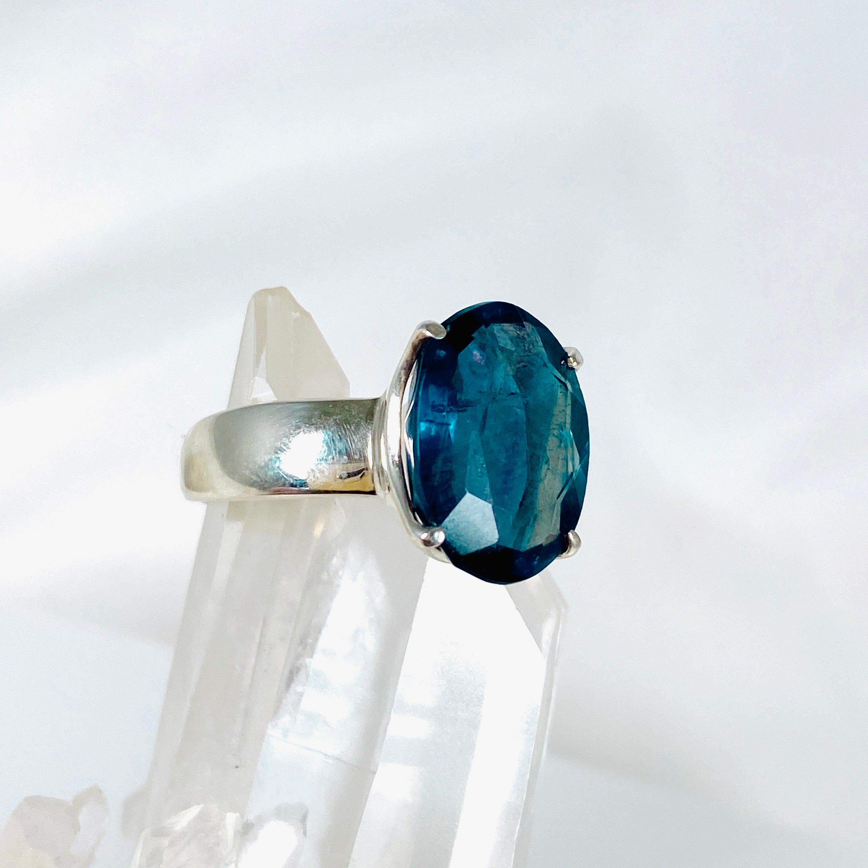 Fluorite Oval Faceted Ring Size 7 - PRGJ305 | Elegant Gemstone Jewelry for Women, Perfect for Weddings, Parties & Everyday Wear