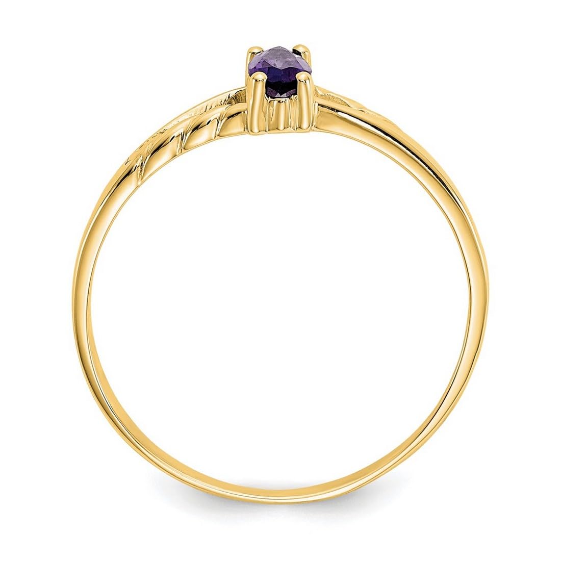 10K Yellow Gold Marquise Prong Set Polished Amethyst Ring for Women - Size 6 | Elegant Purple Gemstone Jewelry for Engagement, Anniversary & Special Occasions