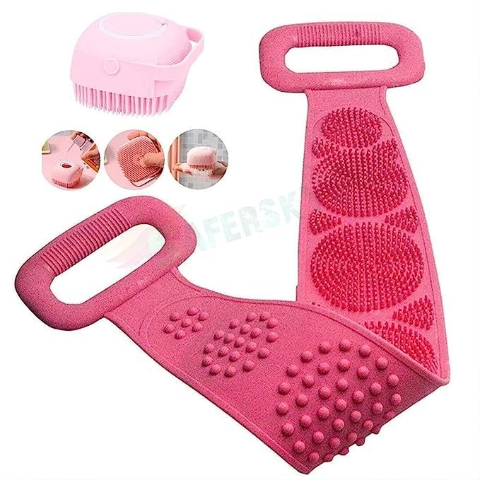 **HaveAdeal Double-Sided Bath Belt with Brush | Exfoliating & Massaging Shower Brush for Deep Skin Cleaning | Body Wash Brush for Men, Women & Kids (Multi-Color) | Perfect for Spa, Exfoliation & Relaxation at Home**