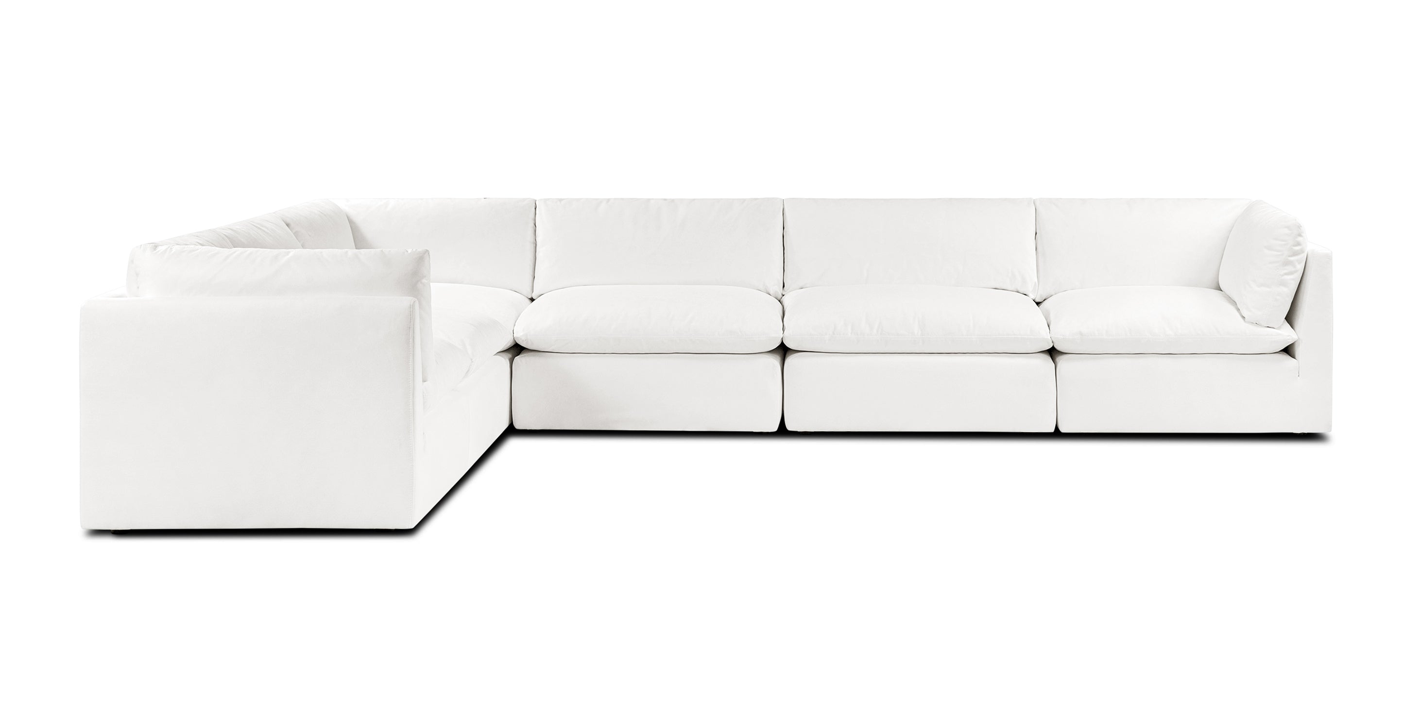 5-Piece Davos Modular Corner Sectional Sofa Set - Modern L-Shaped Couch for Living Room, Family Room & Home Theater - Soft Fabric Upholstery with Reversible Chaise