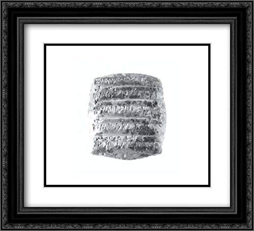 Ancient Neo-Sumerian Cuneiform Tablet Art Print - 32x28 Black Ornate Framed Museum Reproduction with Double Matting | Mesopotamian Messenger Tablet Artwork for Home Decor, Office, or History Classroom Display