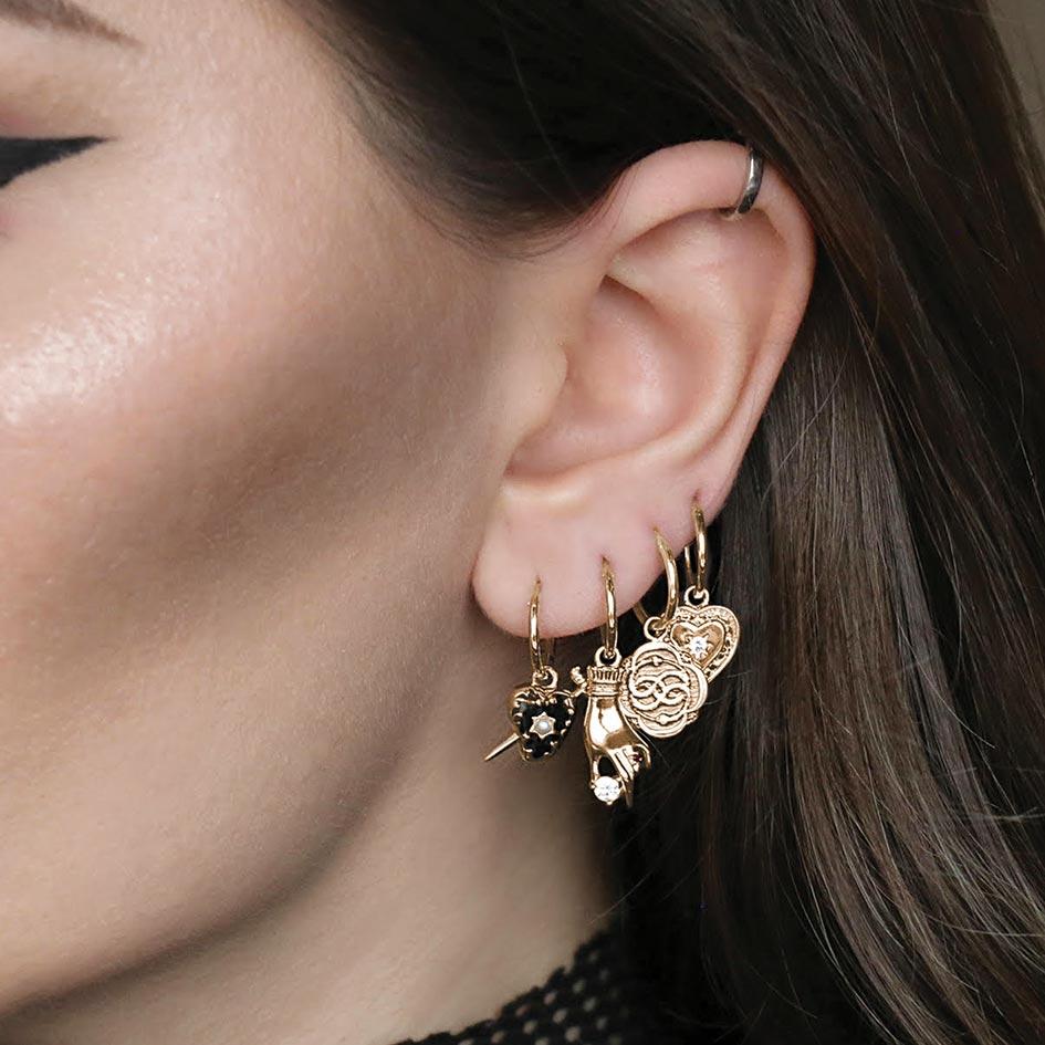MILDRED. Gold Disembodied Hand Hoop Earrings - Gothic Jewelry for Halloween, Cosplay, and Alternative Fashion