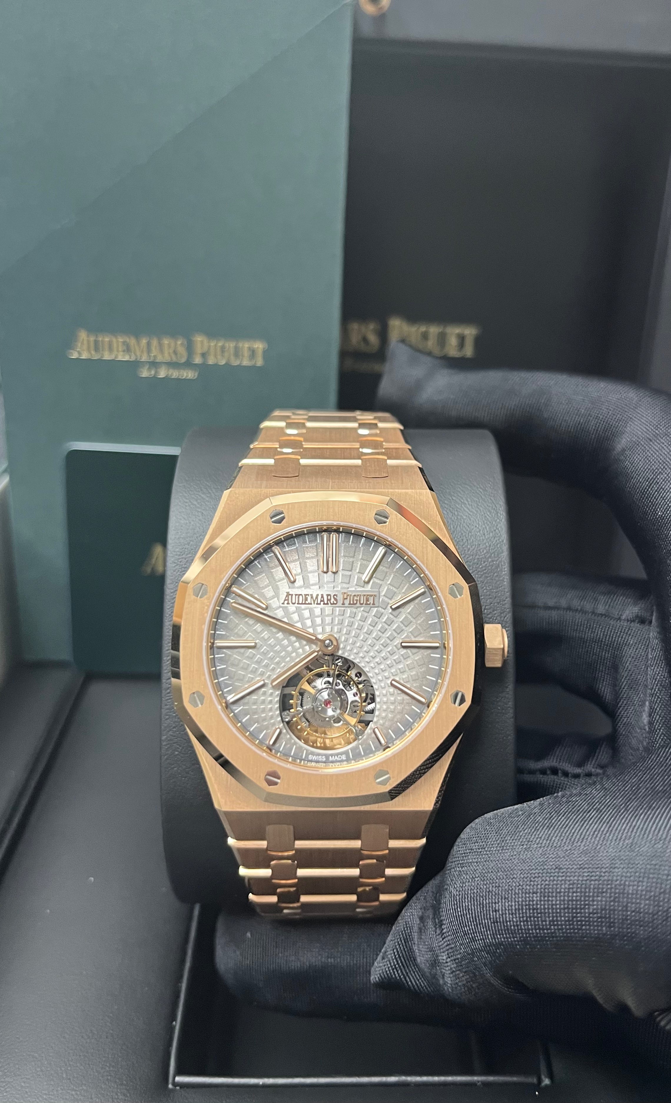 Audemars Piguet Royal Oak Tourbillon Rose Gold Watch with Grey Index Dial 26530OR.OO.1220OR.01 - Luxury Timepiece for Business Meetings & Special Occasions