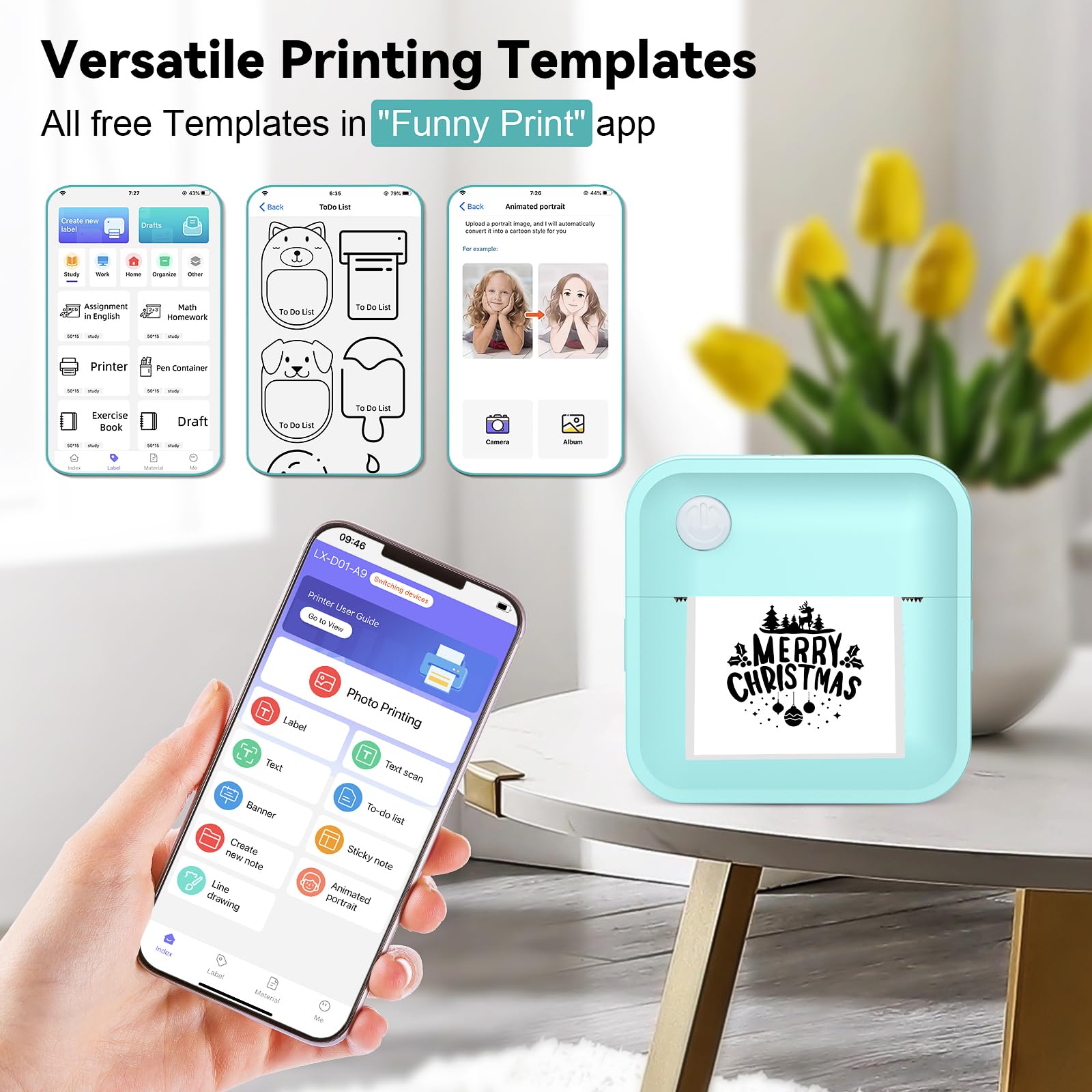 Portable Bluetooth Label Maker Machine - Mini Thermal Sticker Printer for Home, Office & School Organization | Wireless Label Printer for Phones, Kids Items & Photo Notes | Perfect for Organizing Files, Craft Projects & Classroom Supplies