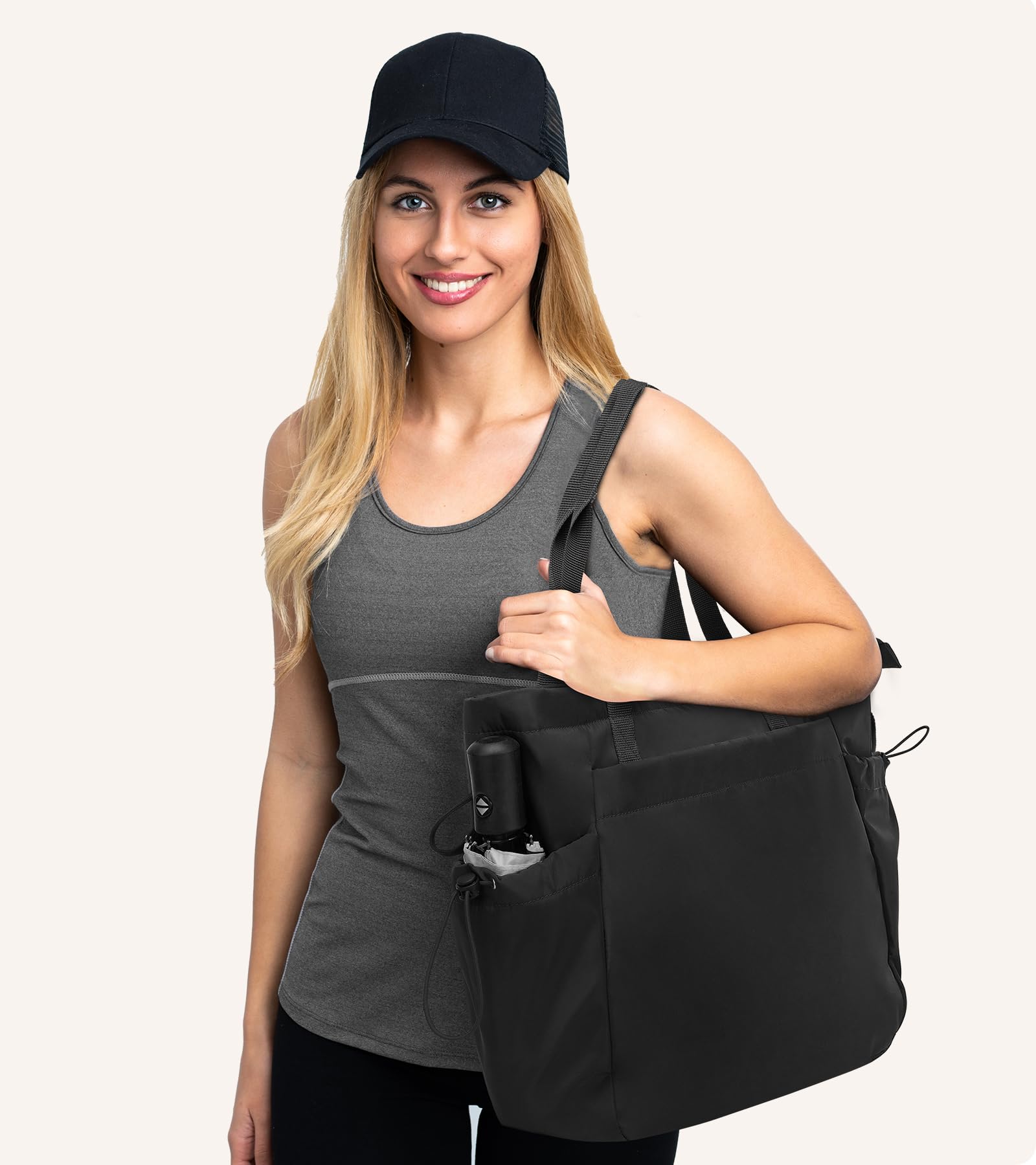 Marvolia Large Tote Bag for Women - Lightweight Zippered Work Tote Bag with Pockets, Durable Canvas Shoulder Bag for Gym, Travel, Office & Everyday Use | Perfect as Laptop Bag, Beach Tote & Shopping Bag